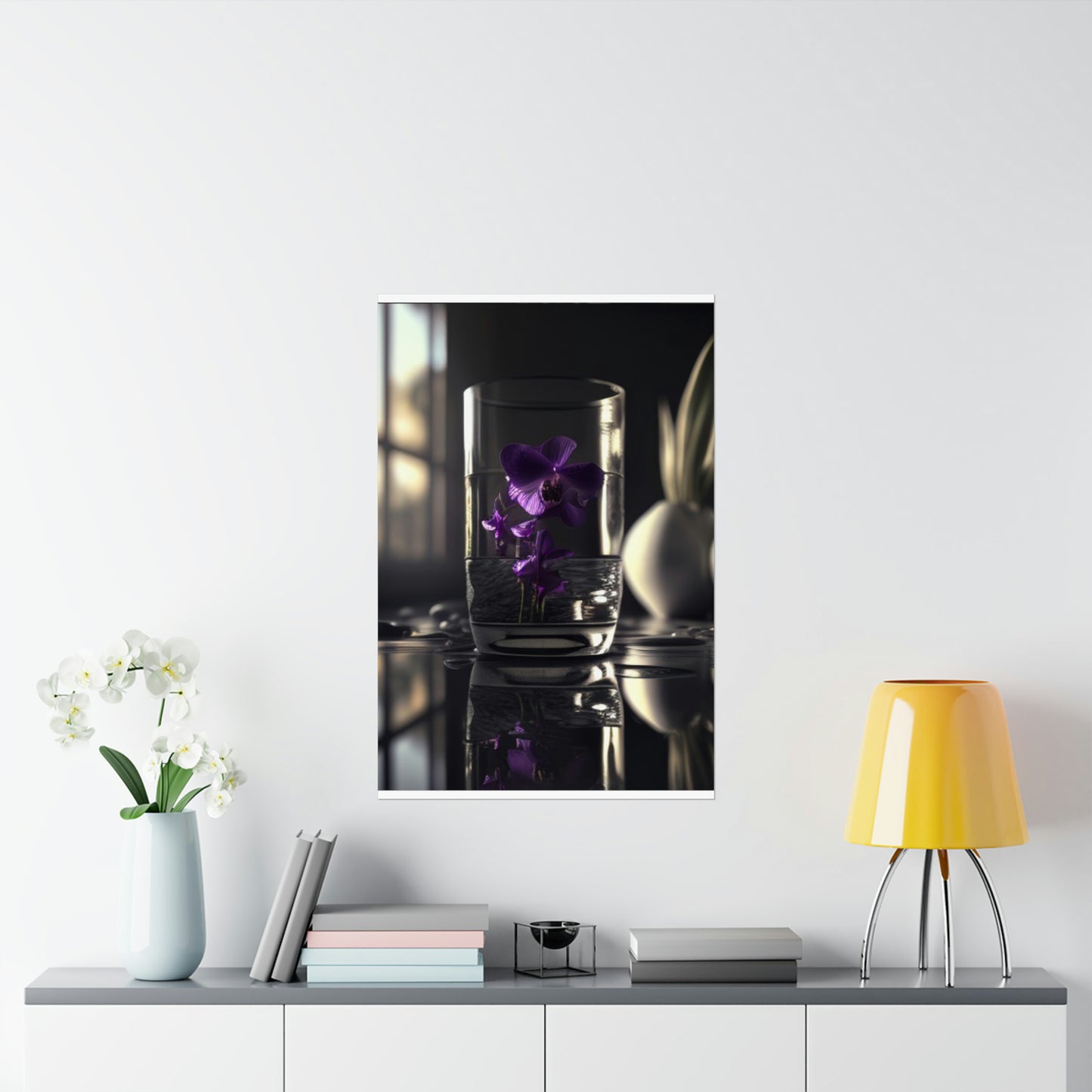 Premium Matte Vertical Posters Purple Orchid Glass vase 4