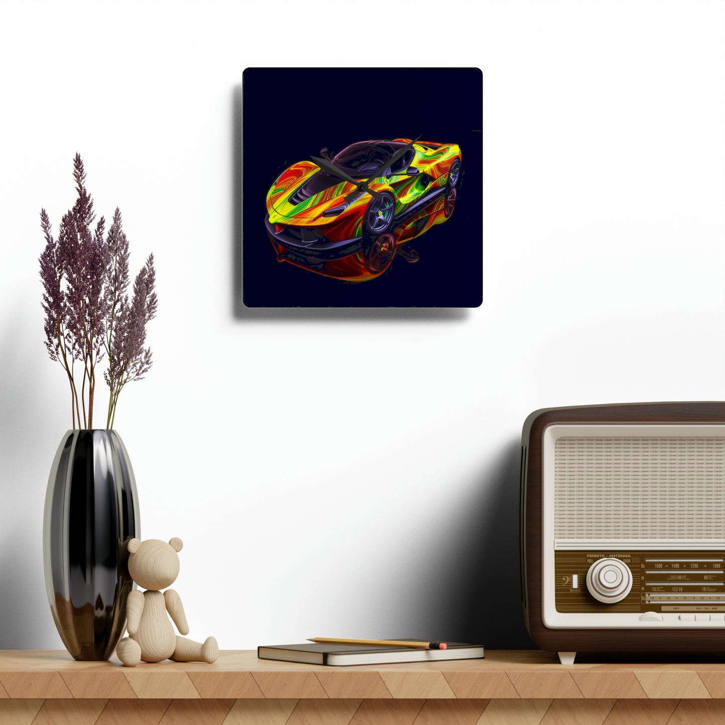 Acrylic Wall Clock Ferrari Neon 4