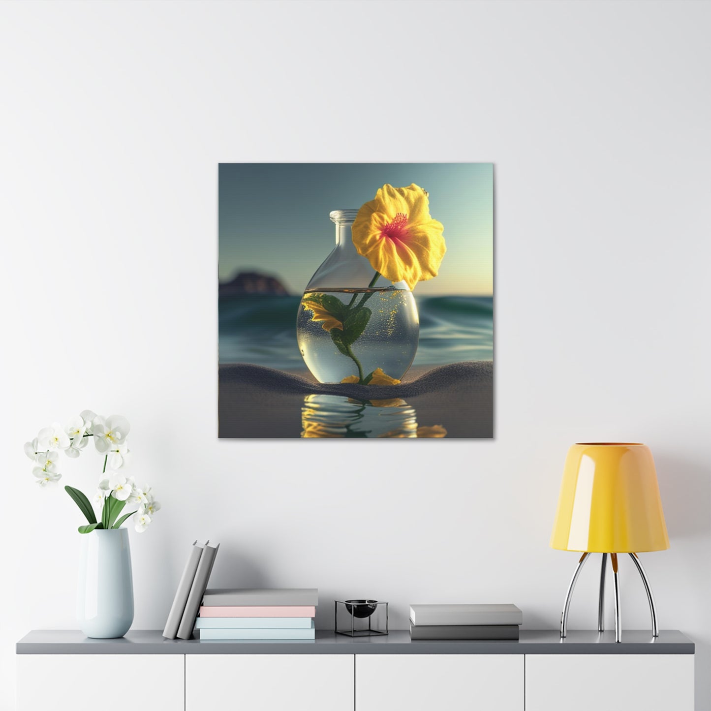 Canvas Gallery Wraps Yellow Hibiscus glass 2