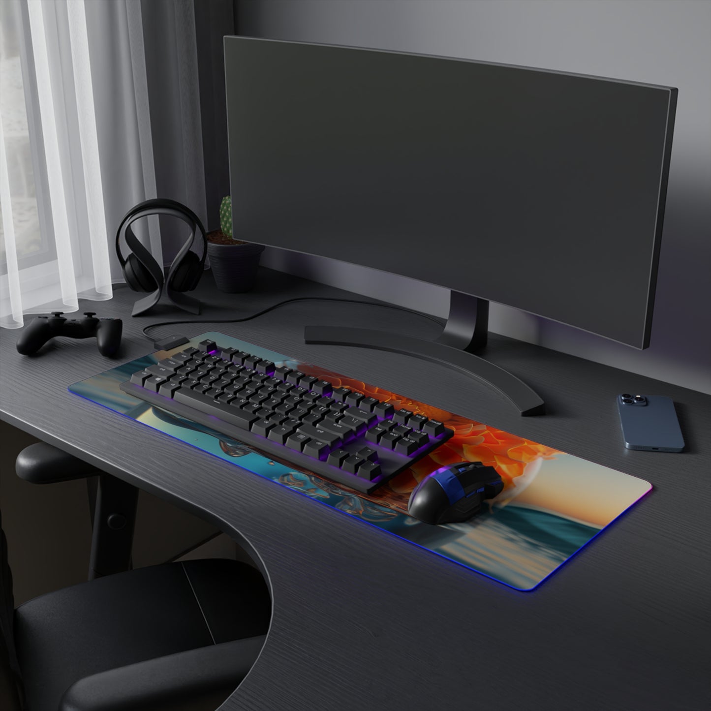 LED Gaming Mouse Pad Dahlia Orange 4