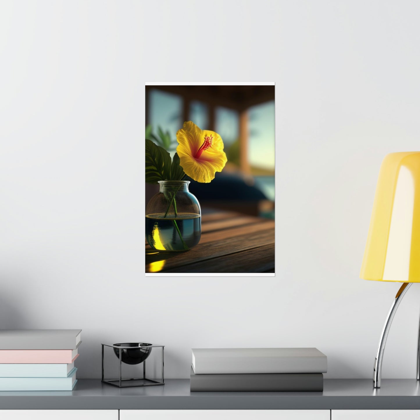 Premium Matte Vertical Posters Yellow Hibiscus Wood 2