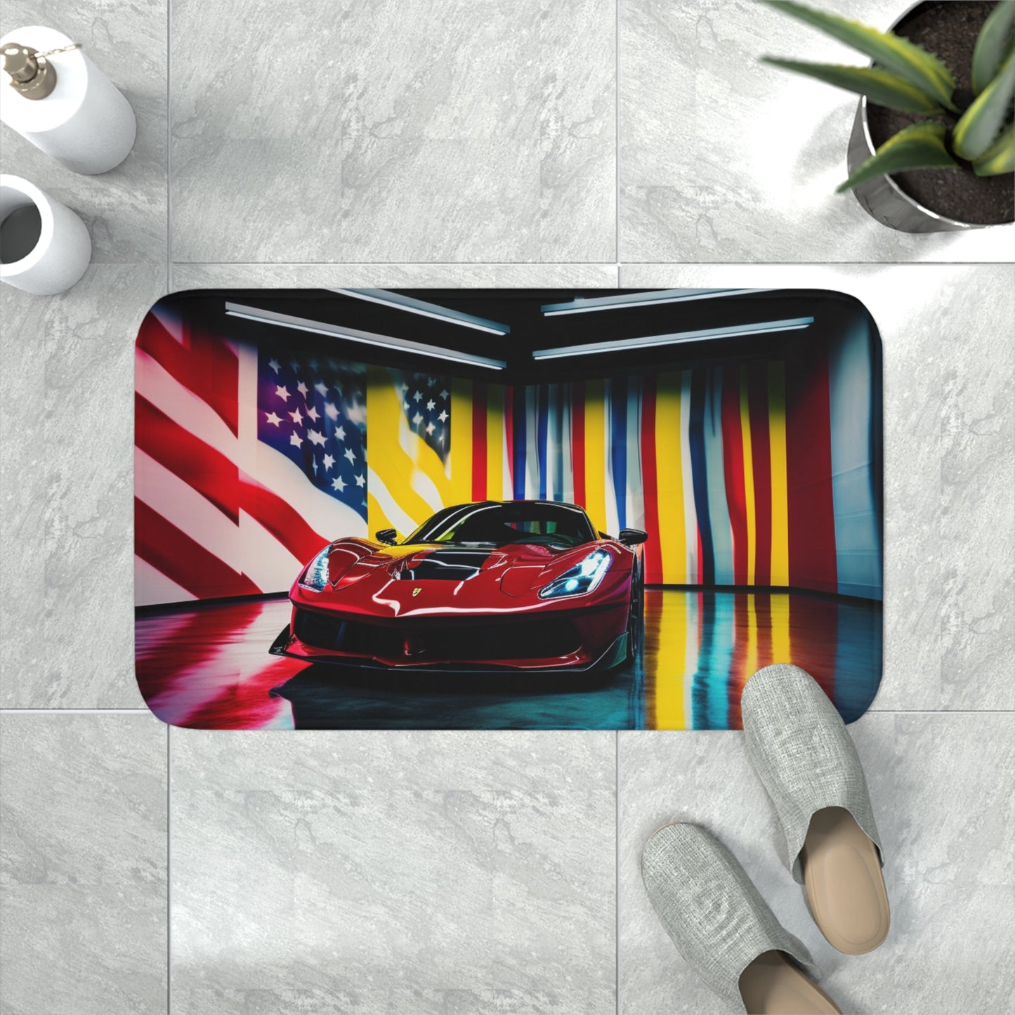 Memory Foam Bath Mat Macro Flag Ferrari 2