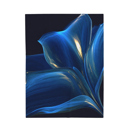 Velveteen Plush Blanket Abstract Blue Tulip 1