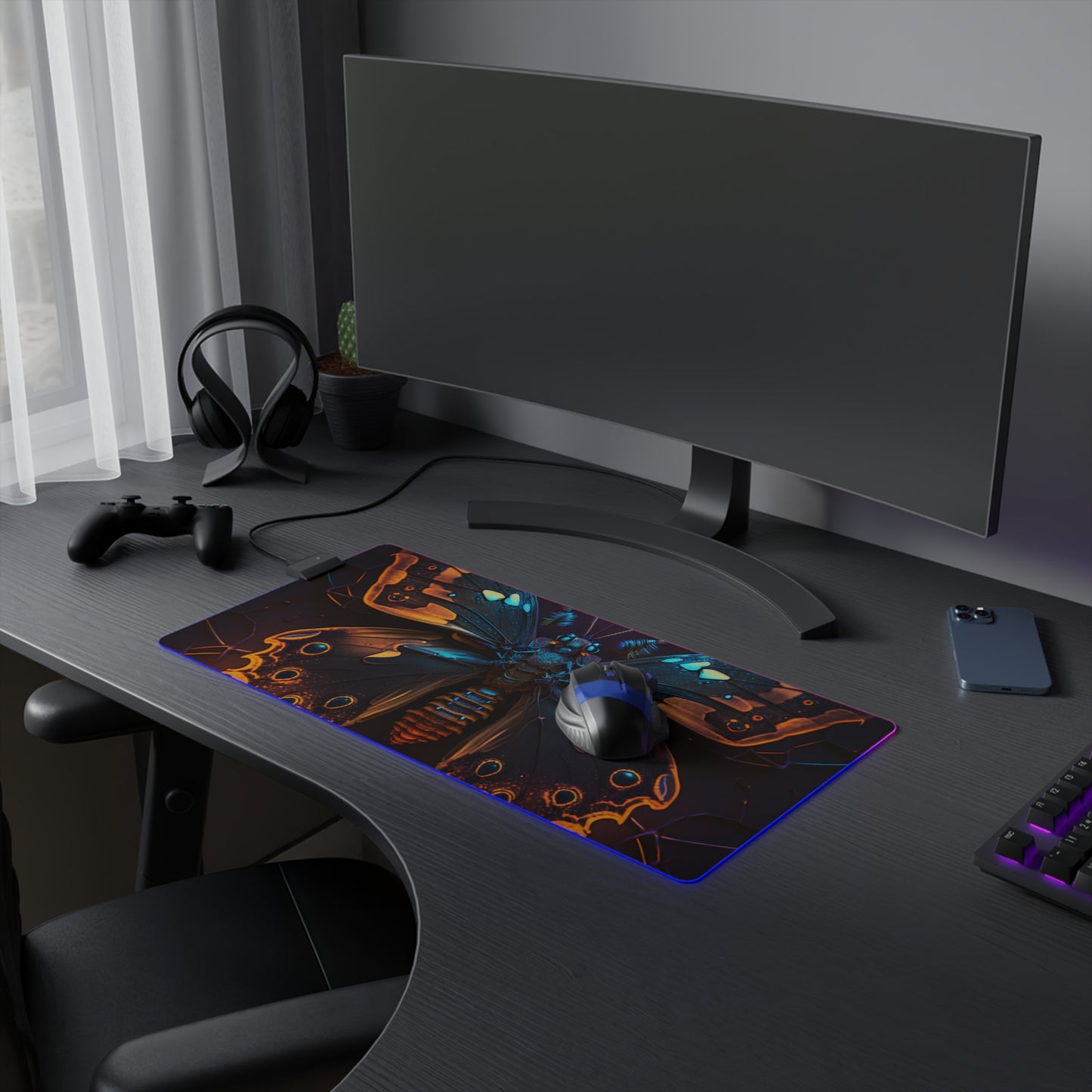 LED Gaming Mouse Pad Neon Hue Butterfly 2