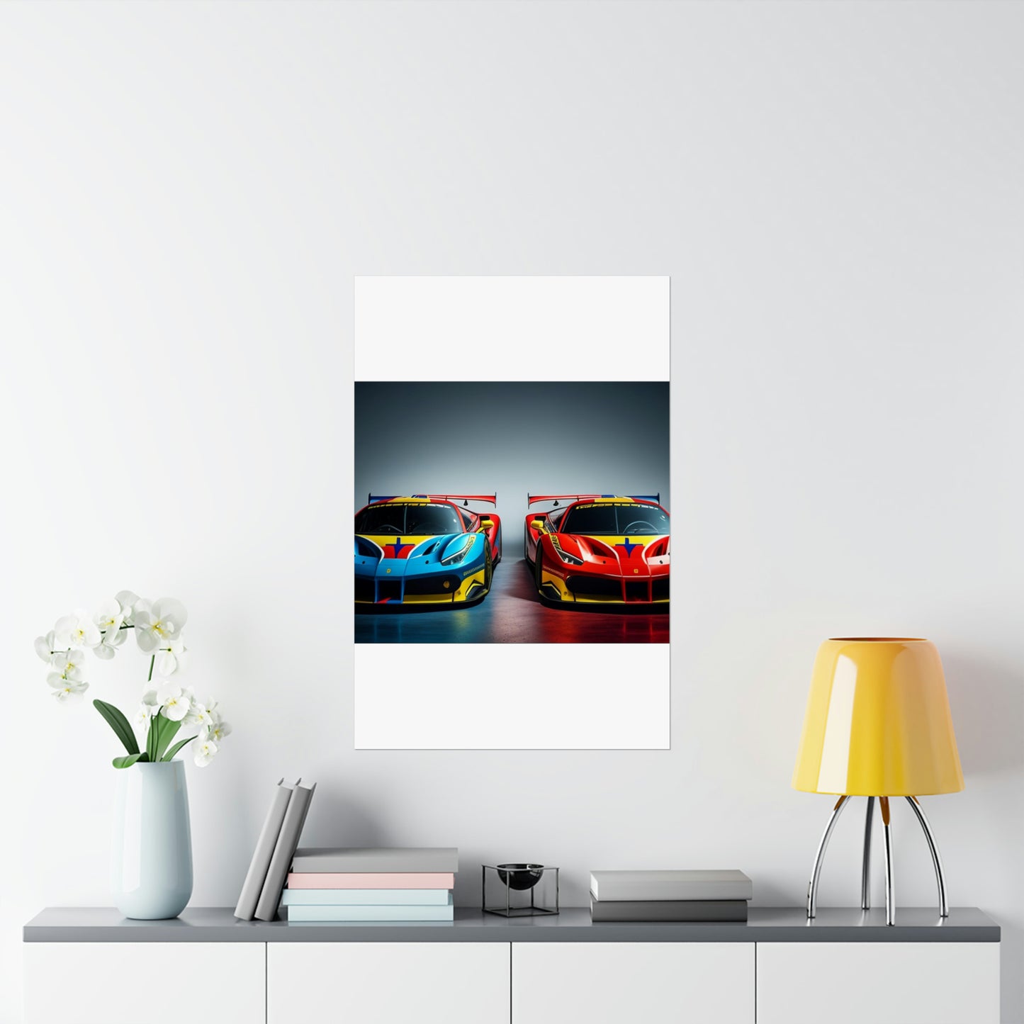 Premium Matte Vertical Posters Ferrari Red Blue 2