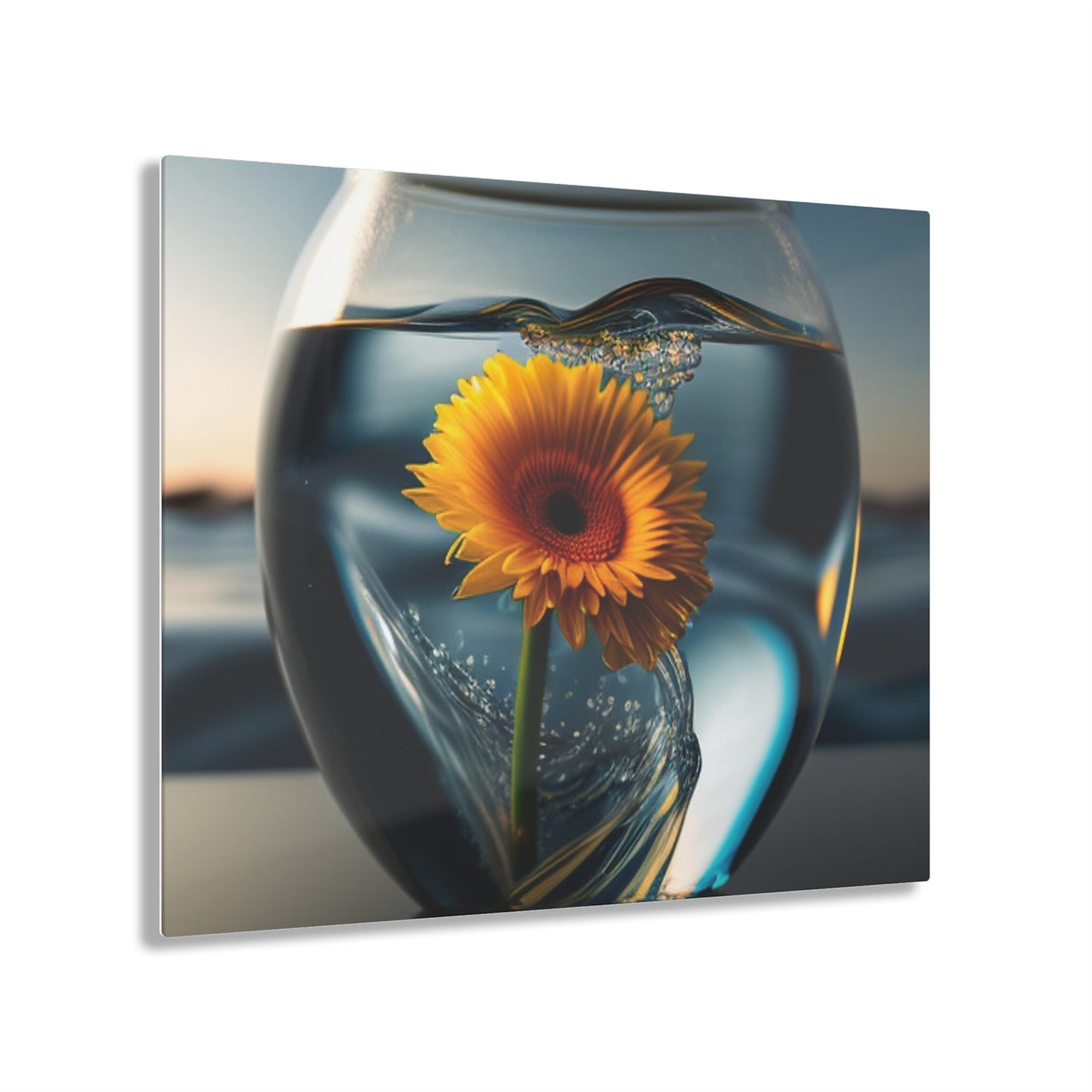 Acrylic Prints yello Gerbera glass 3