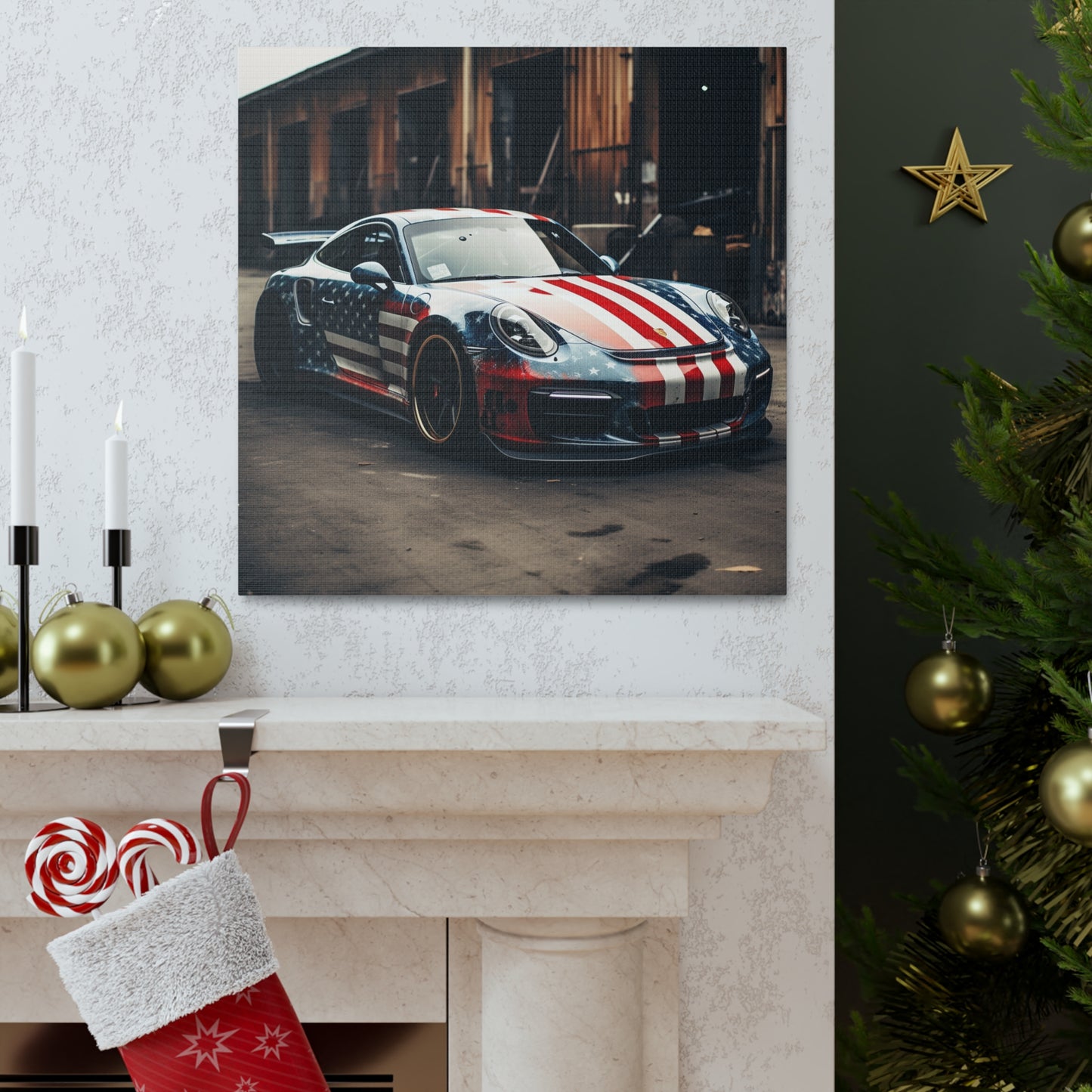 Canvas Gallery Wraps American Flag Porsche 3