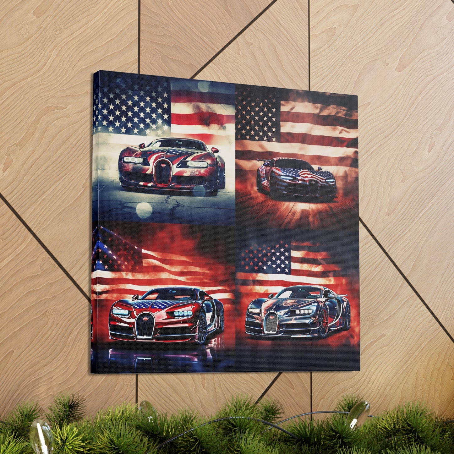 Canvas Gallery Wraps Abstract American Flag Background Bugatti 5