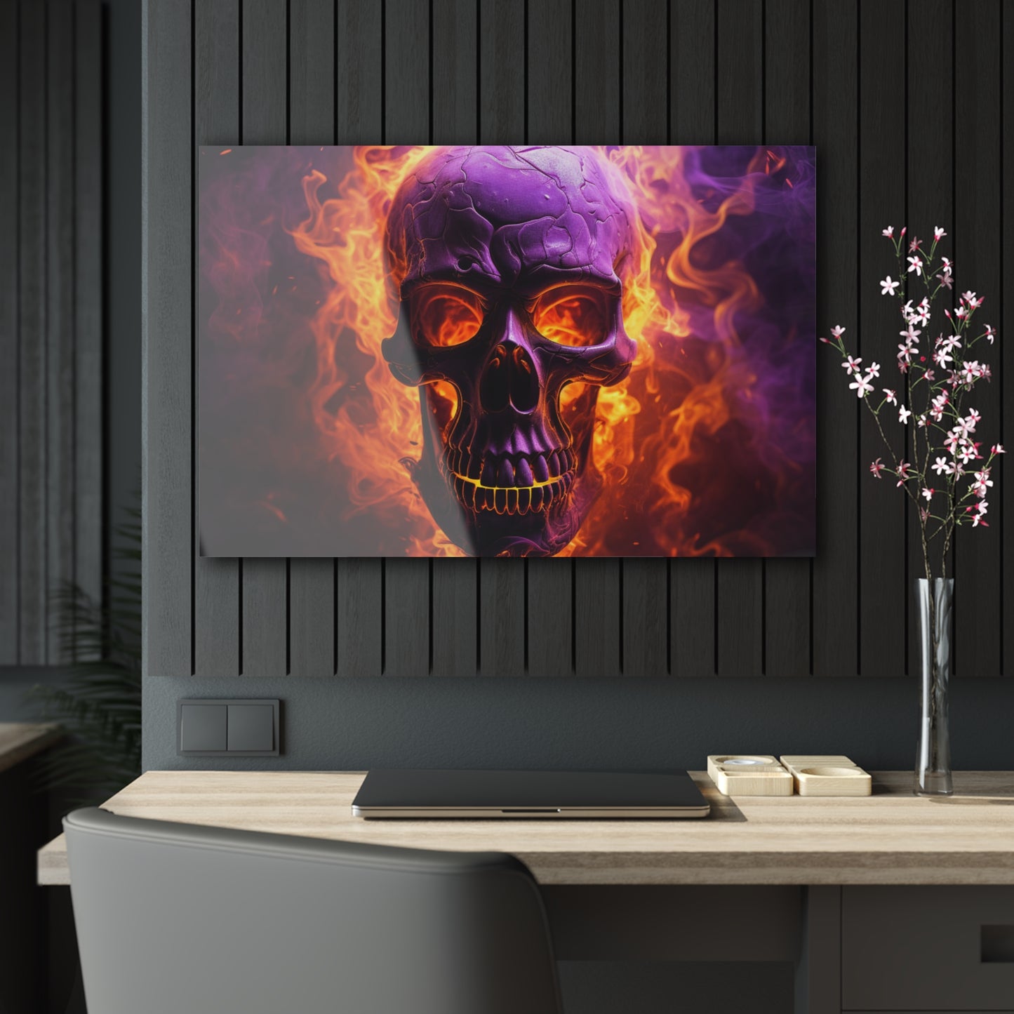 Acrylic Prints Skull Flames 3