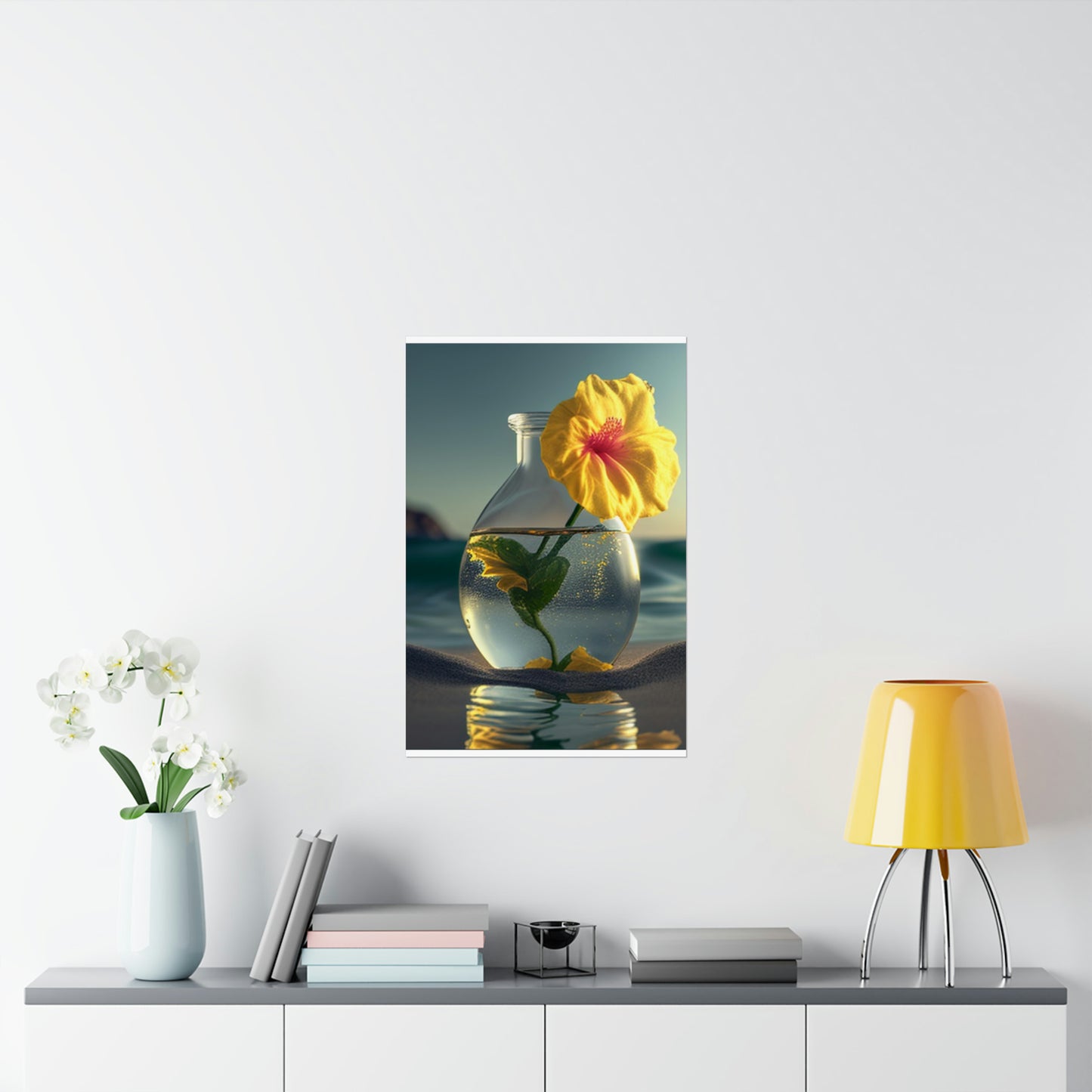 Premium Matte Vertical Posters Yellow Hibiscus glass 2