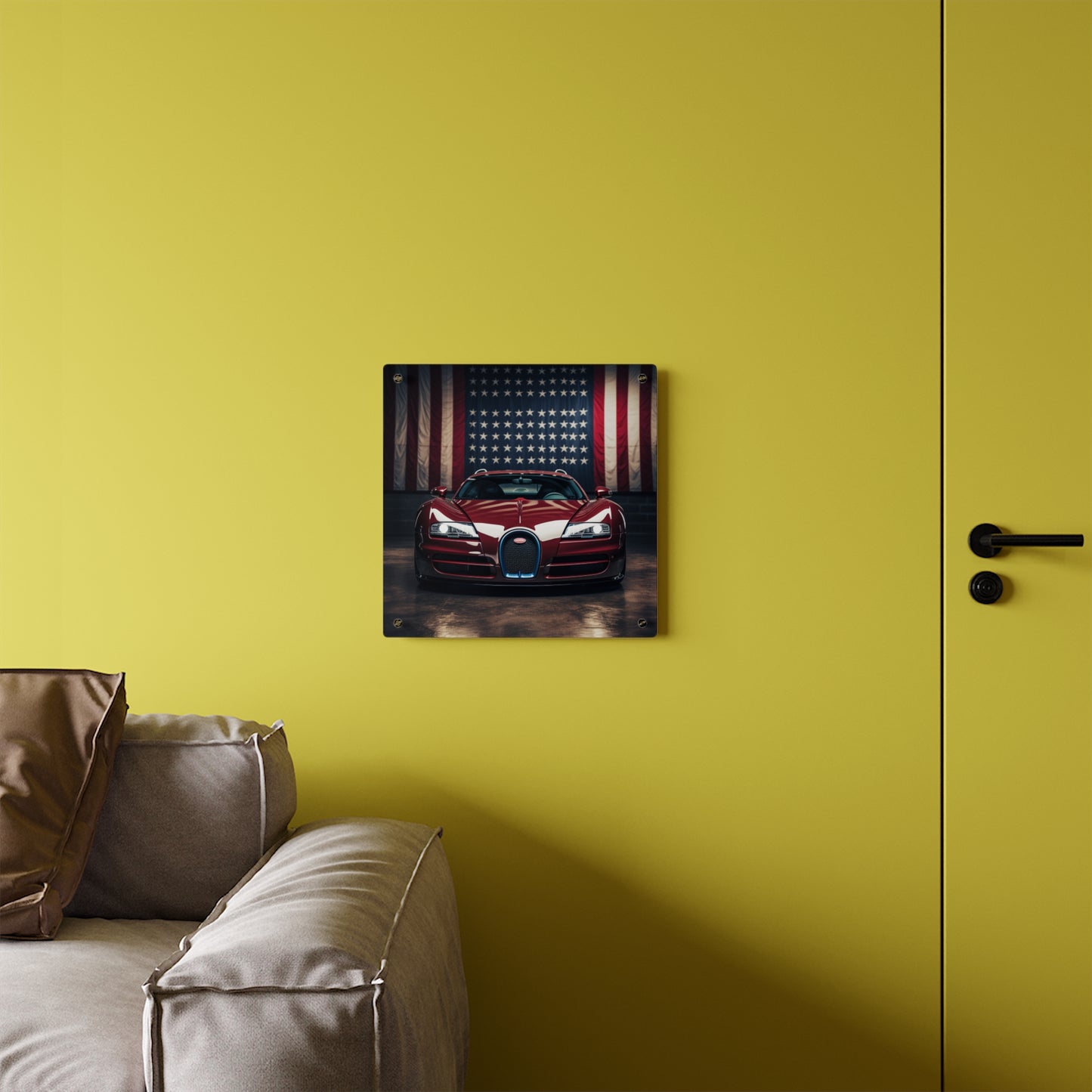 Acrylic Wall Art Panels American Flag Background Bugatti 1