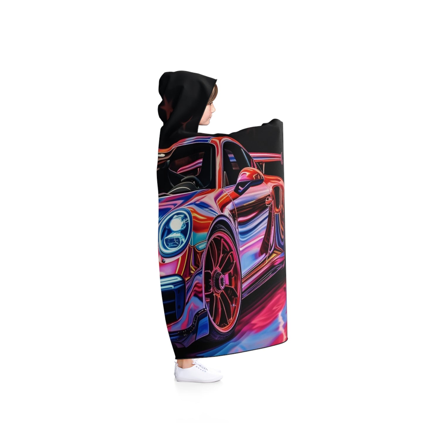 Hooded Blanket American Flag Colored Porsche 2