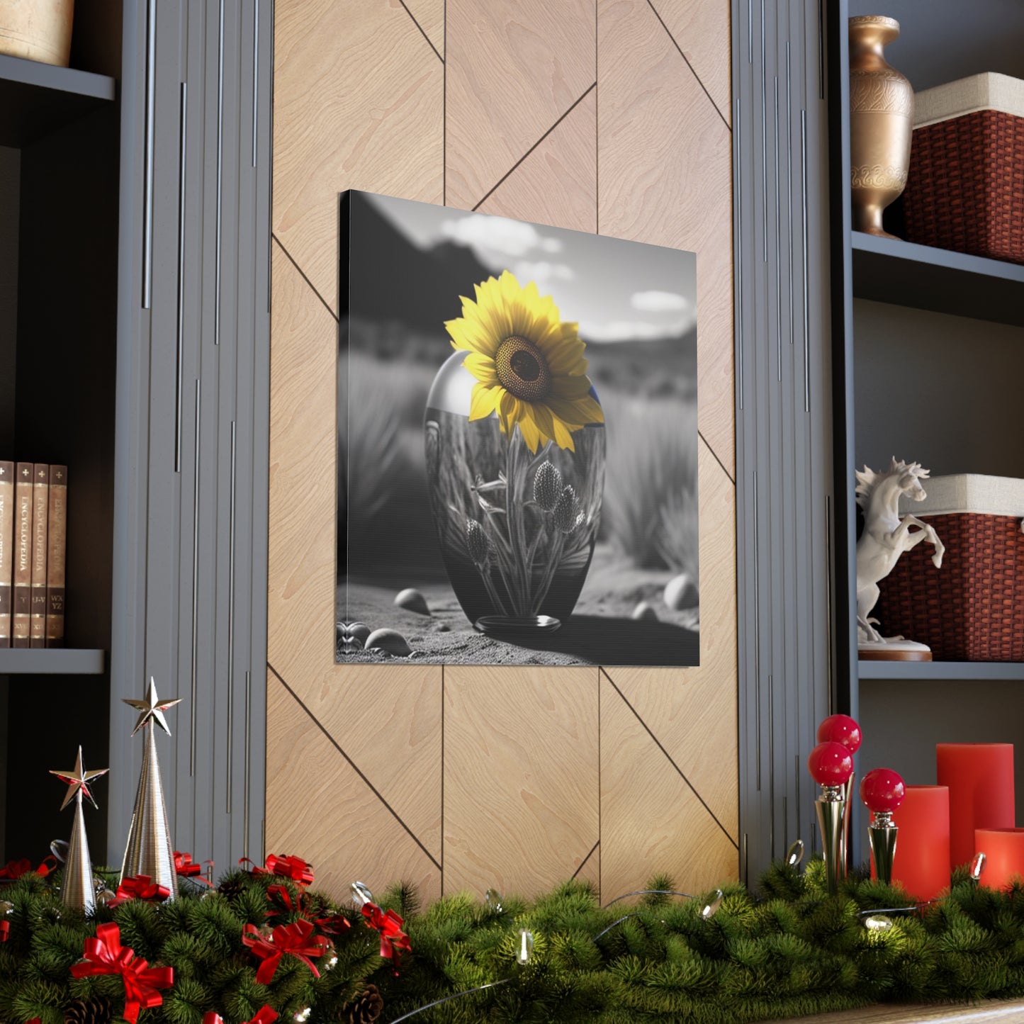 Canvas Gallery Wraps Yellw Sunflower in a vase 3