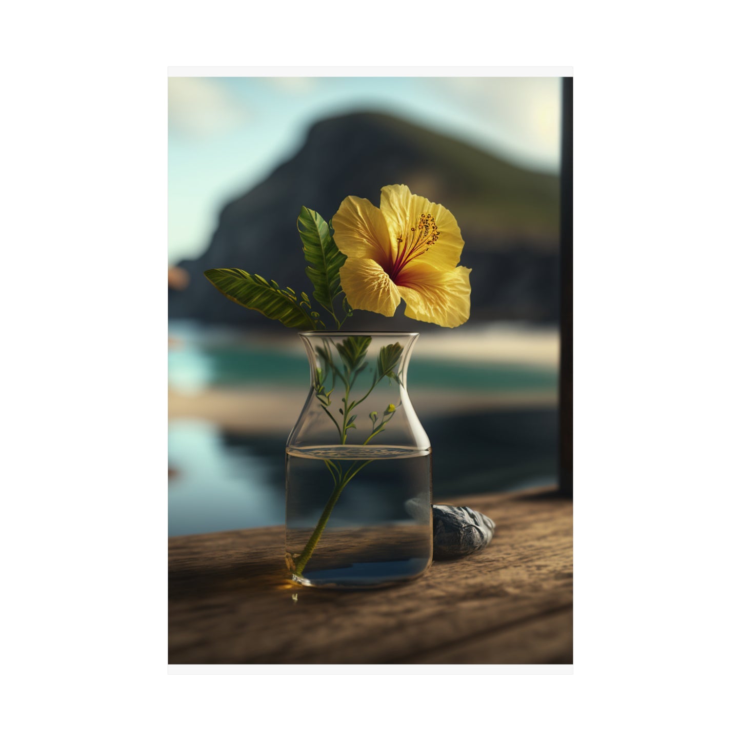 Premium Matte Vertical Posters Yellow Hibiscus Wood 4