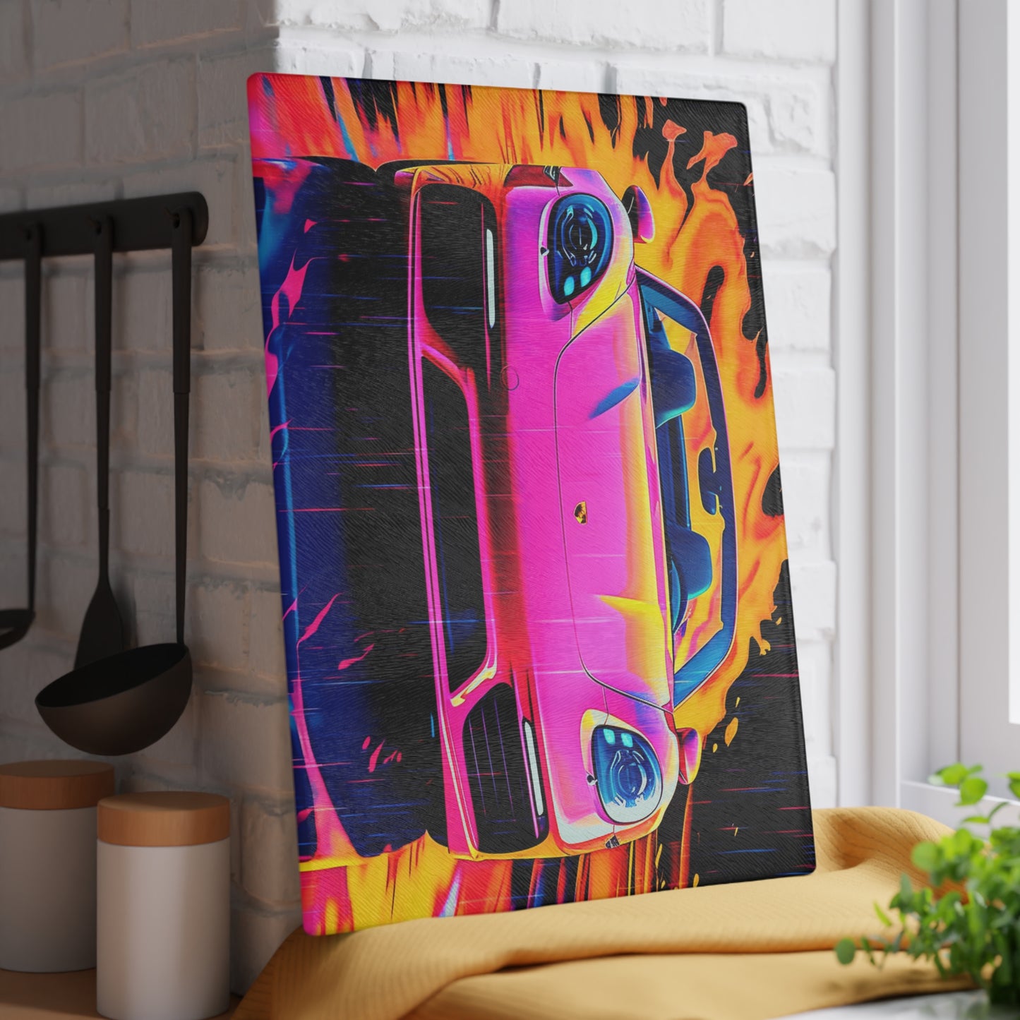 Glass Cutting Board Pink Porsche water fusion 1