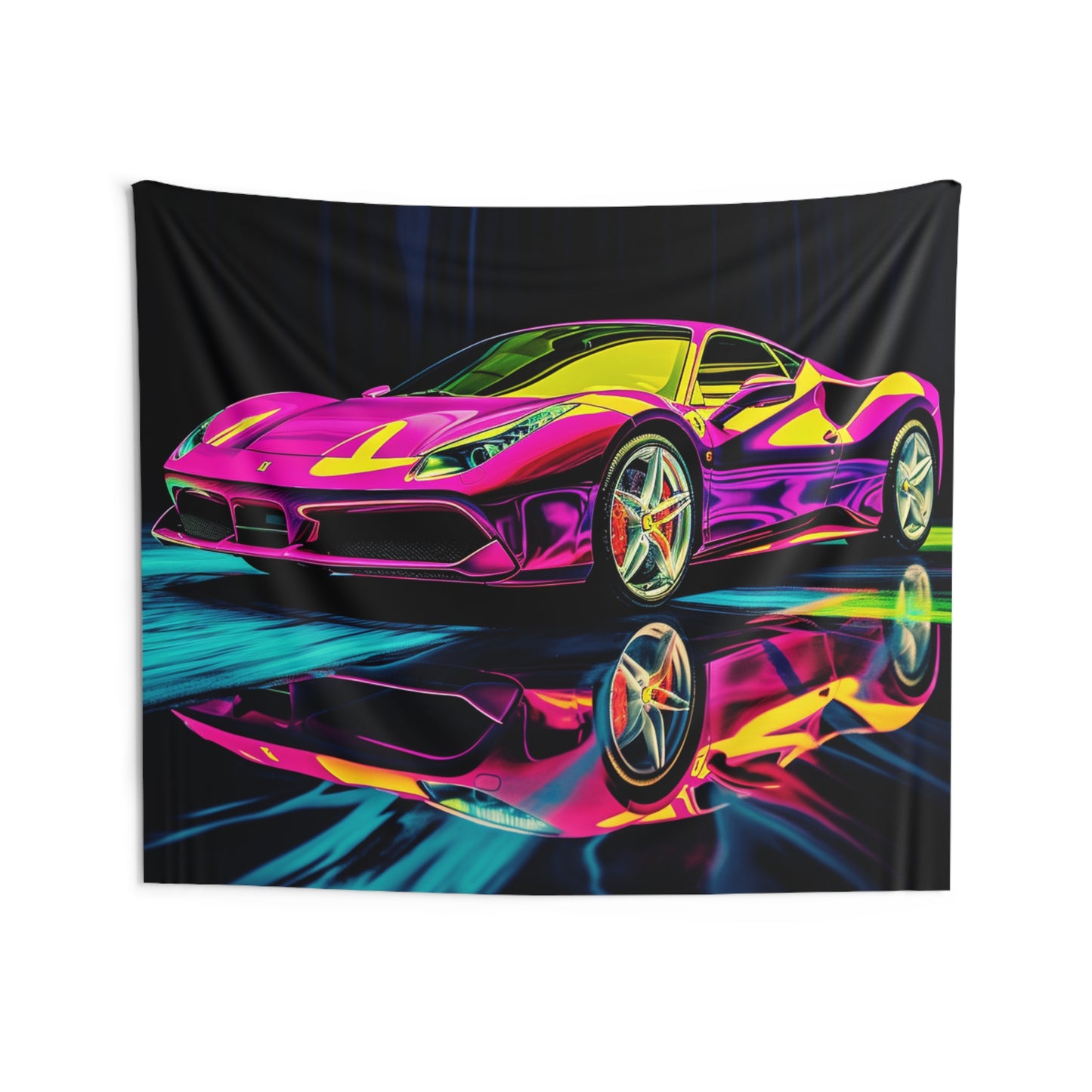 Indoor Wall Tapestries Pink Ferrari Macro 3