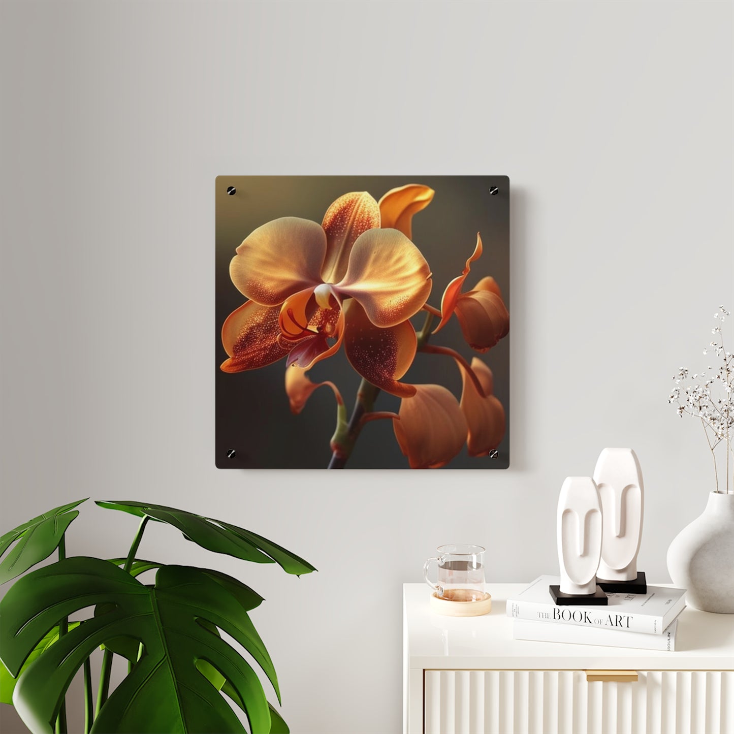 Acrylic Wall Art Panels Orange Orchid 1