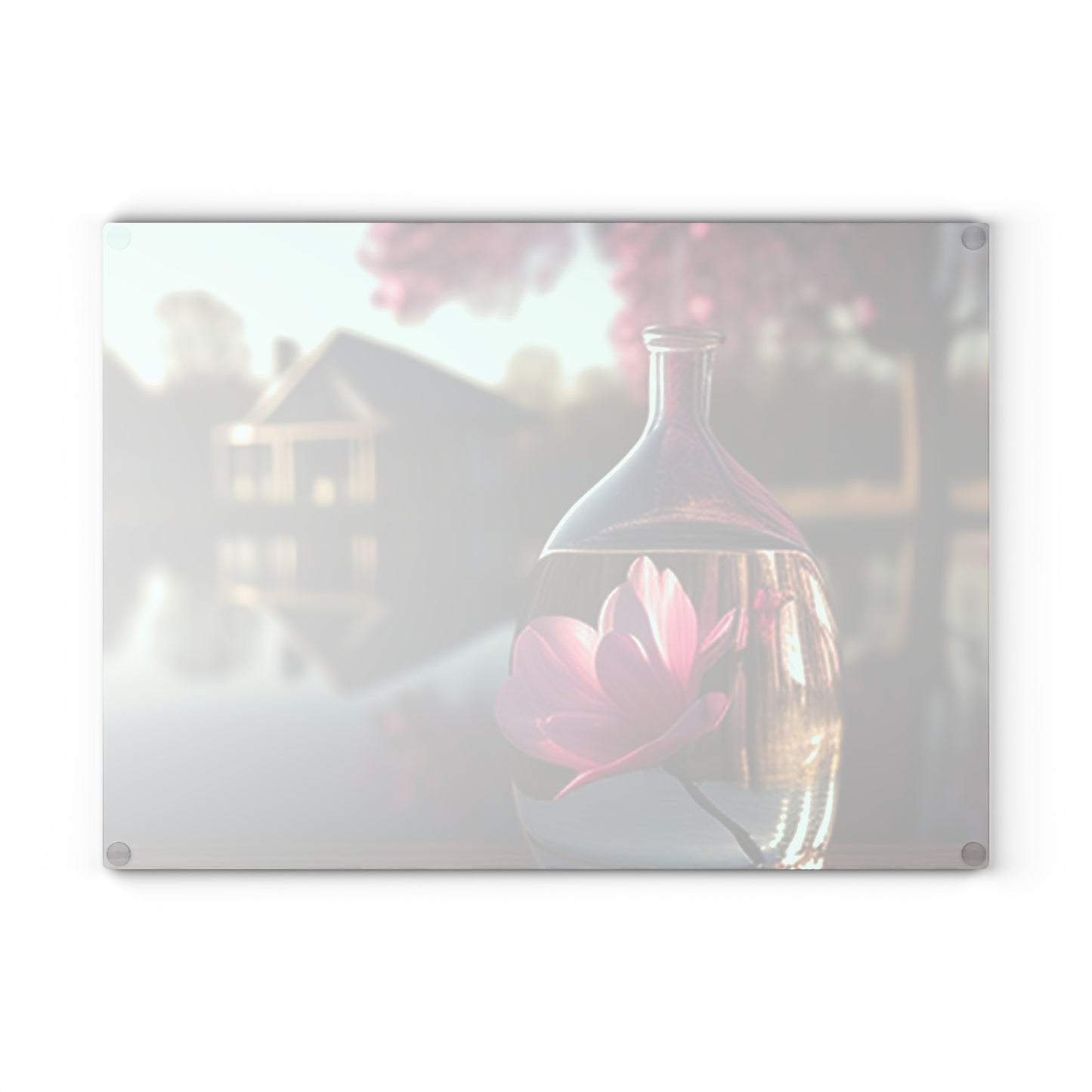 Glass Cutting Board Magnolia in a Glass vase 2