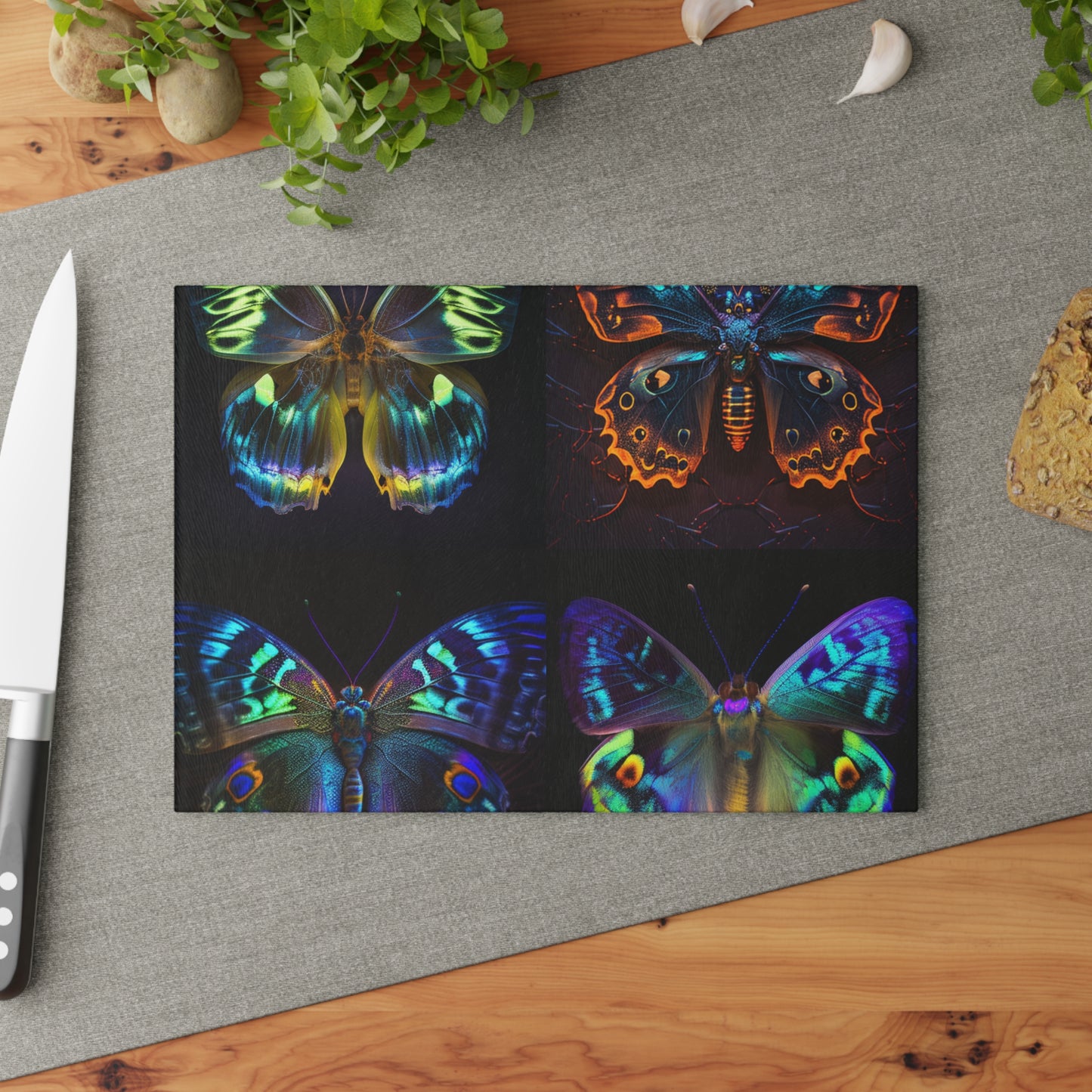 Glass Cutting Board Neon Hue Butterfly 5