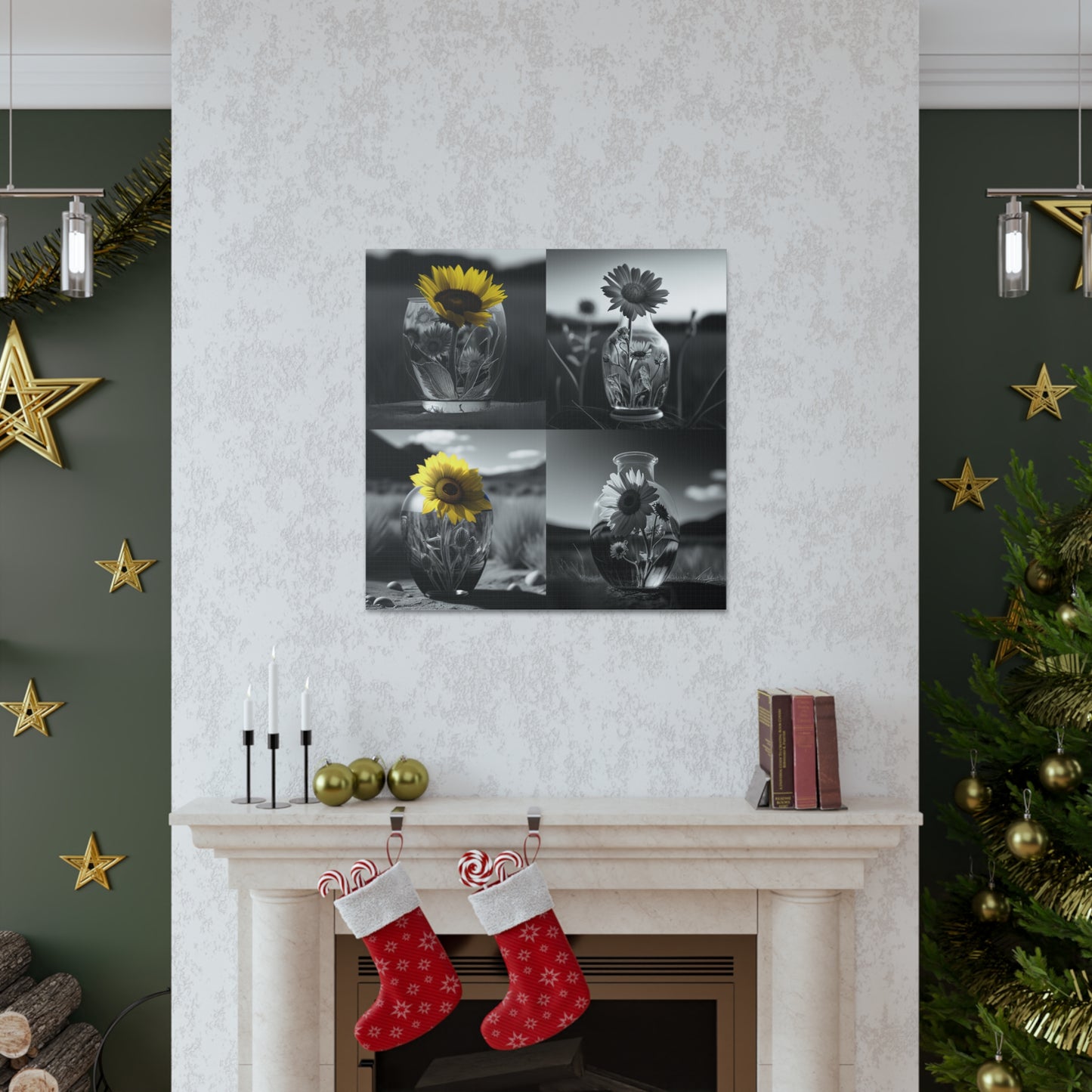 Canvas Gallery Wraps Yellw Sunflower in a vase 5