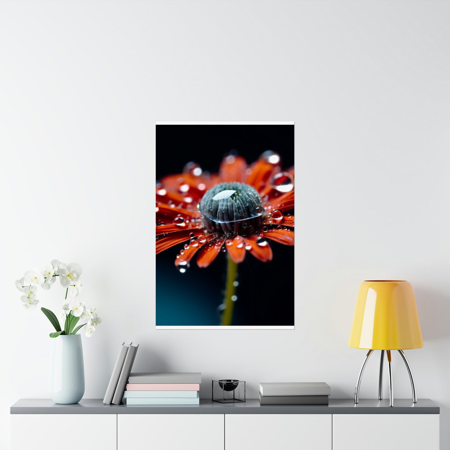 Premium Matte Vertical Posters Water drop Macro Flower 1