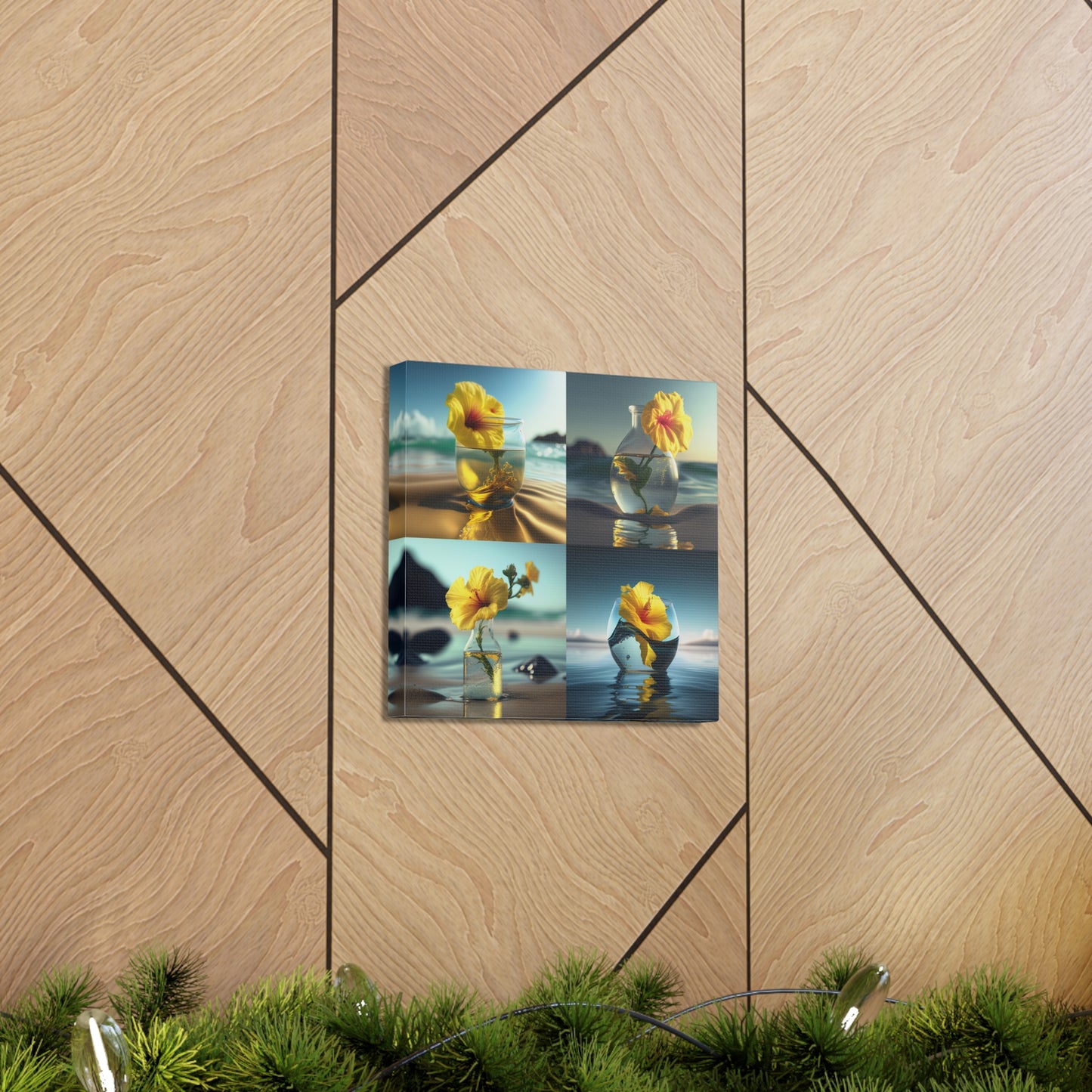 Canvas Gallery Wraps Yellow Hibiscus glass 5