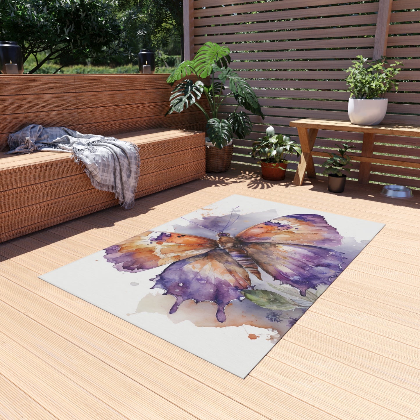 Outdoor Rug  MerlinRose Watercolor Butterfly 1