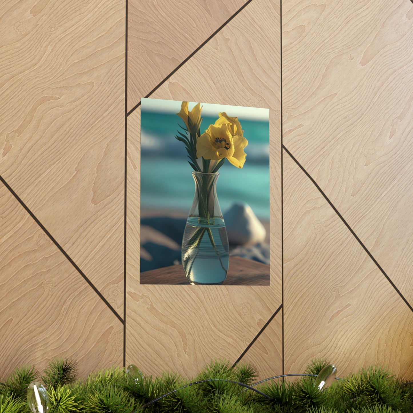 Premium Matte Vertical Posters Yellow Gladiolus glass 4