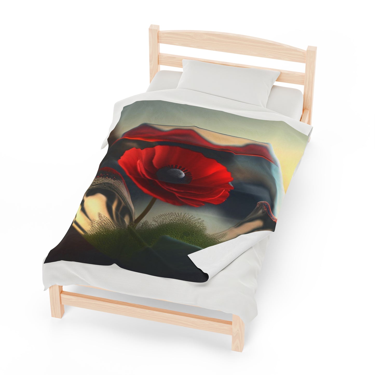 Velveteen Plush Blanket Red Anemone in a Vase 3