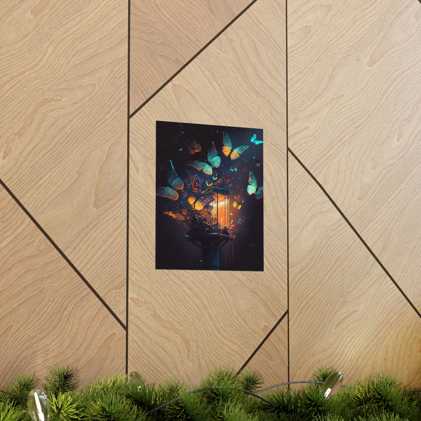 Premium Matte Vertical Posters Street Light Butterfly 1