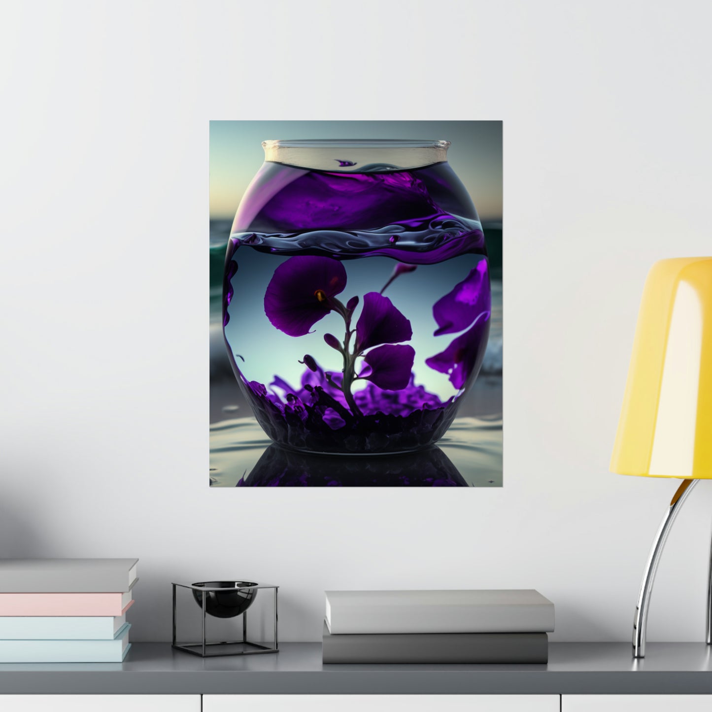 Premium Matte Vertical Posters Purple Sweet pea in a vase 4