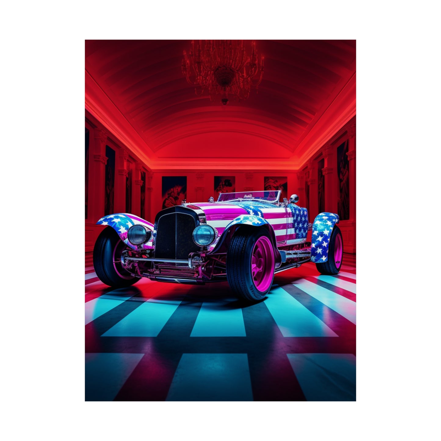 Premium Matte Vertical Posters Macro Bugatti American Flag 3