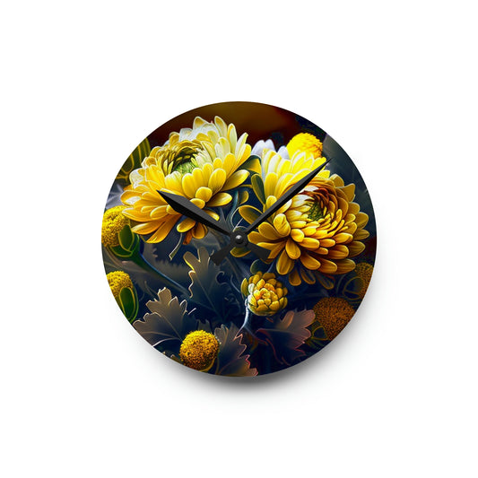 Acrylic Wall Clock Yellow Hermosas Flores Amarillas 3