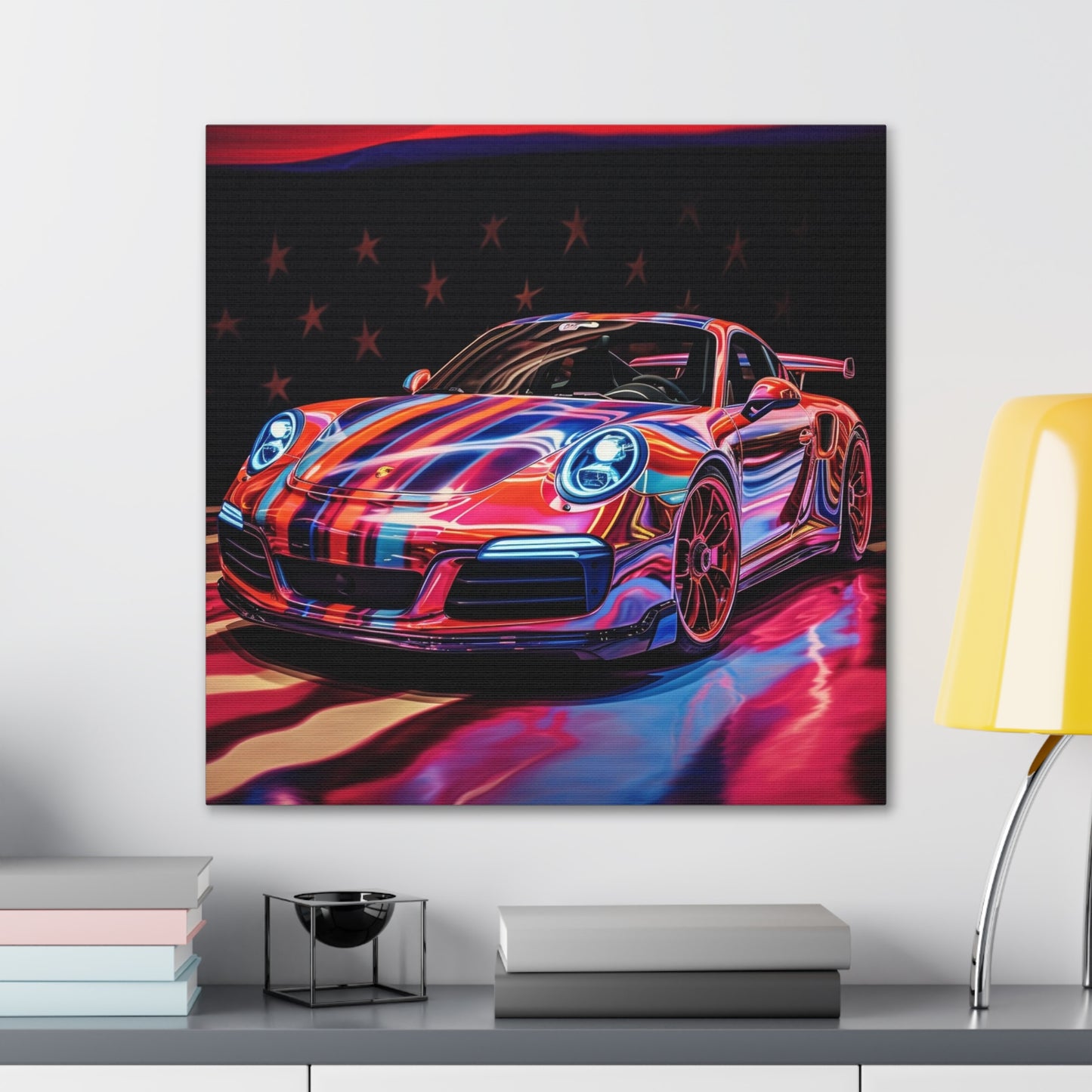 Canvas Gallery Wraps American Flag Colored Porsche 3