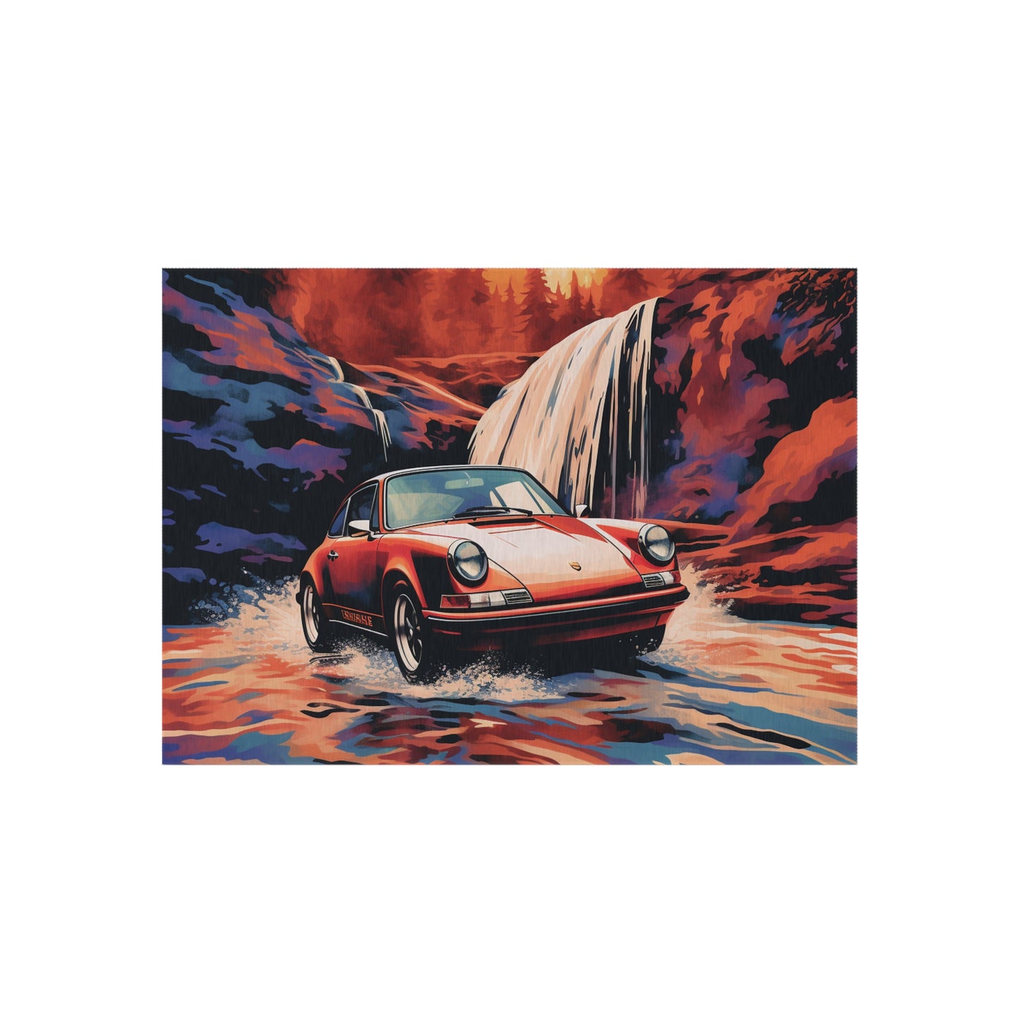 Outdoor Rug  American Flag Porsche Abstract 4