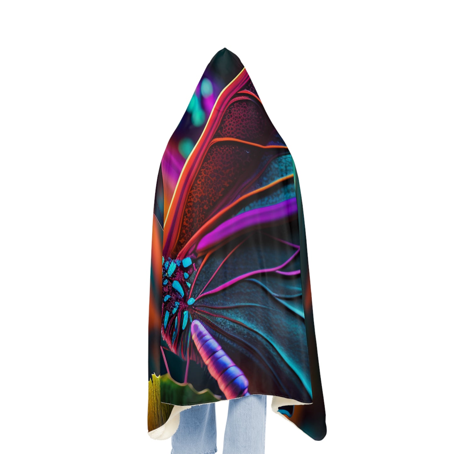 Snuggle Hooded Blanket Neon Butterfly Macro 1