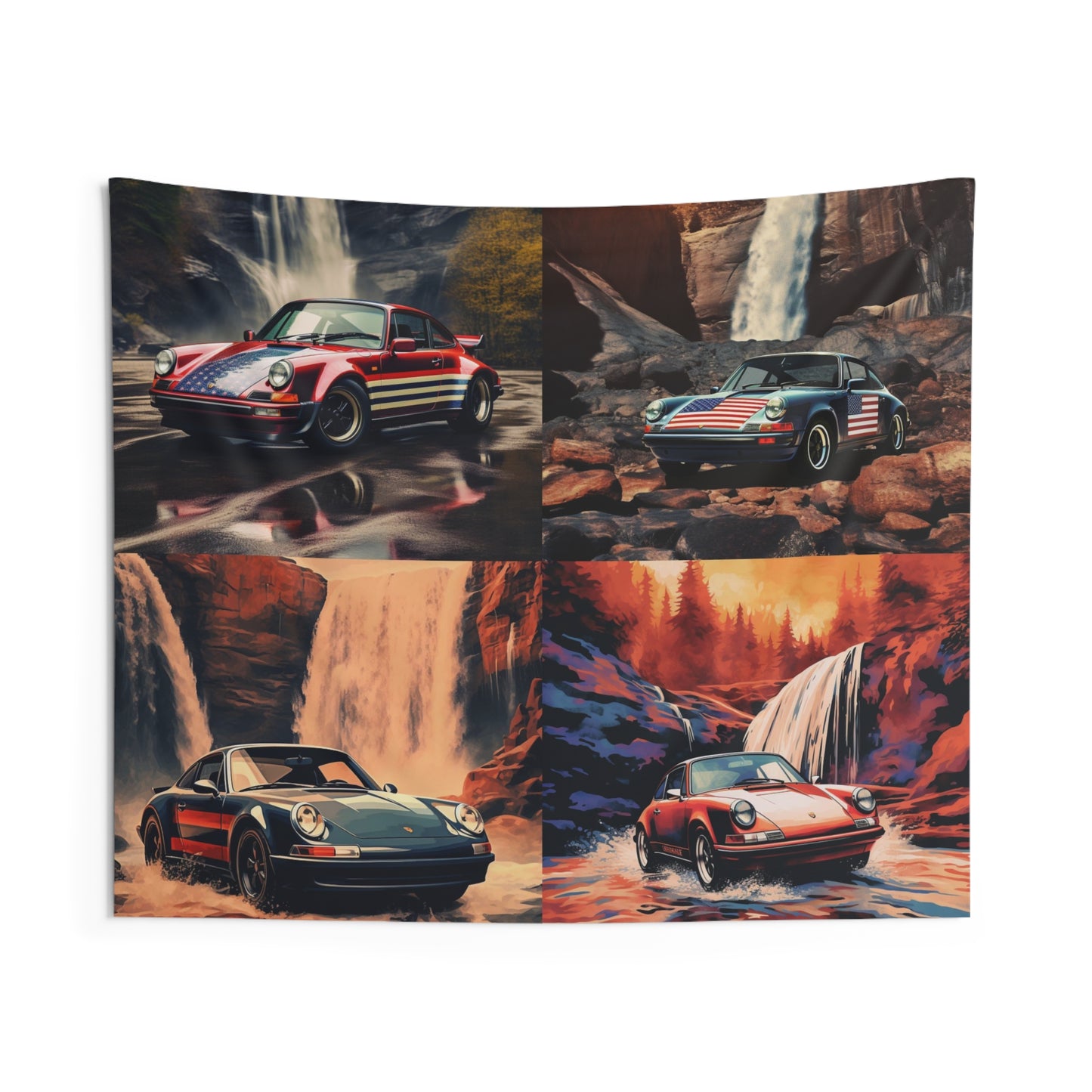 Indoor Wall Tapestries American Flag Porsche Abstract 5