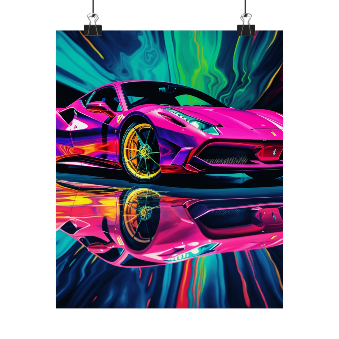 Premium Matte Vertical Posters Pink Ferrari Macro 4