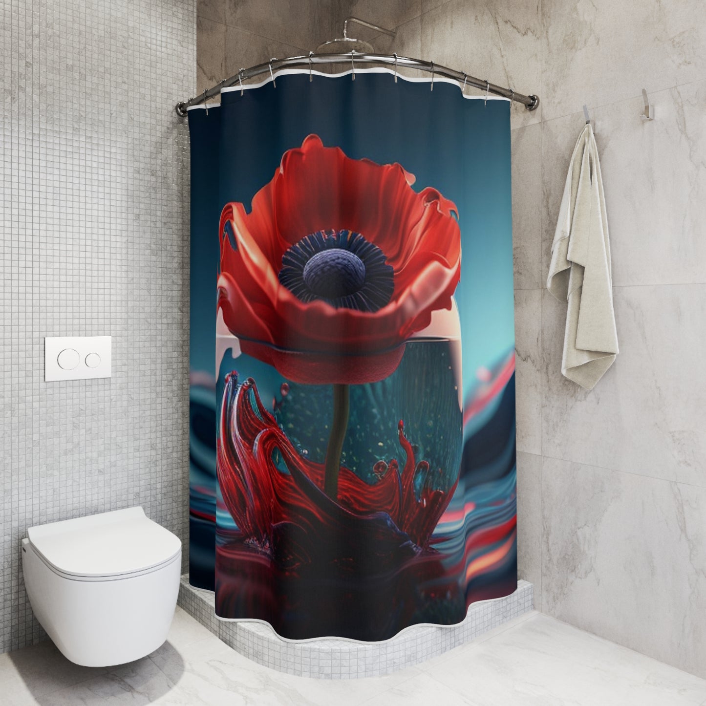 Polyester Shower Curtain Red Anemone in a Vase 2