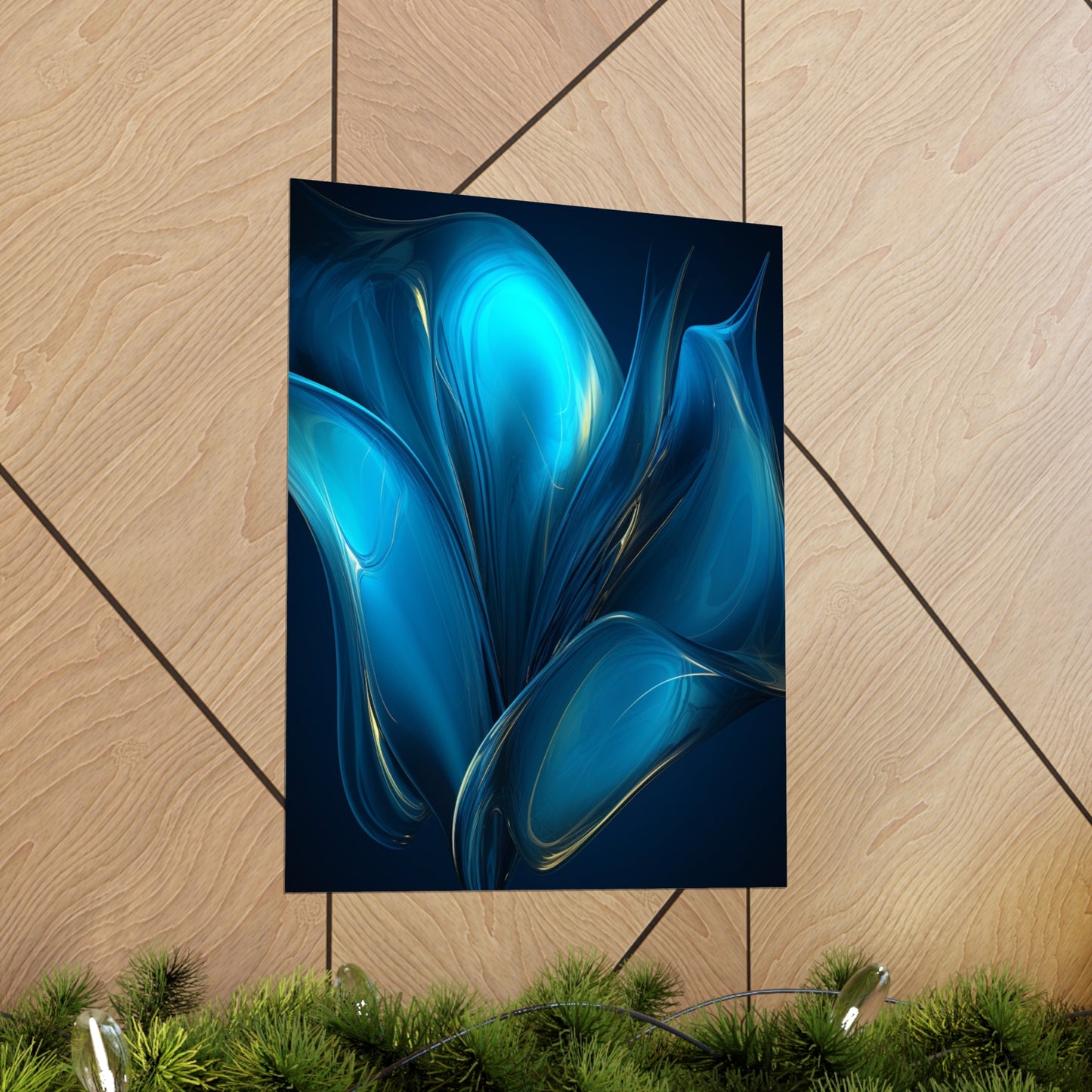 Premium Matte Vertical Posters Abstract Blue Tulip 2