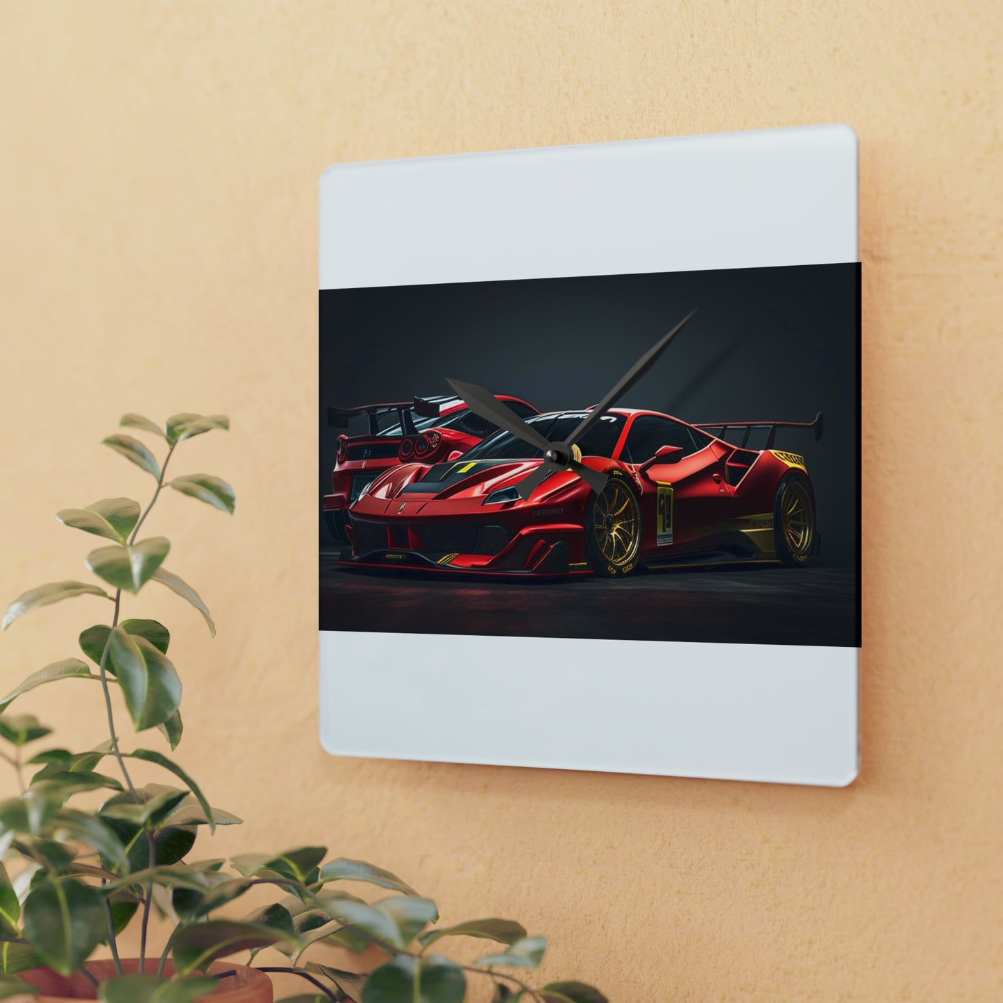 Acrylic Wall Clock Ferrari Red 3