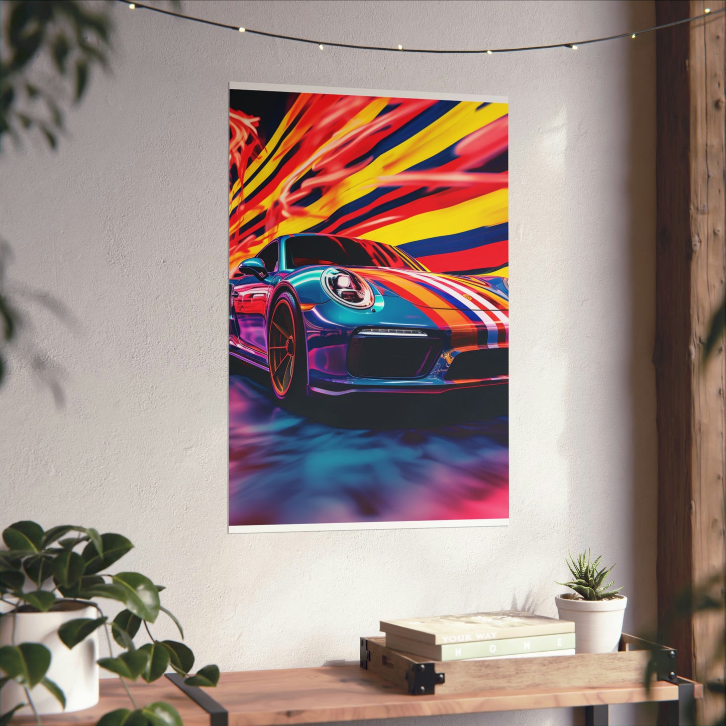 Premium Matte Vertical Posters Macro American Flag Porsche 2