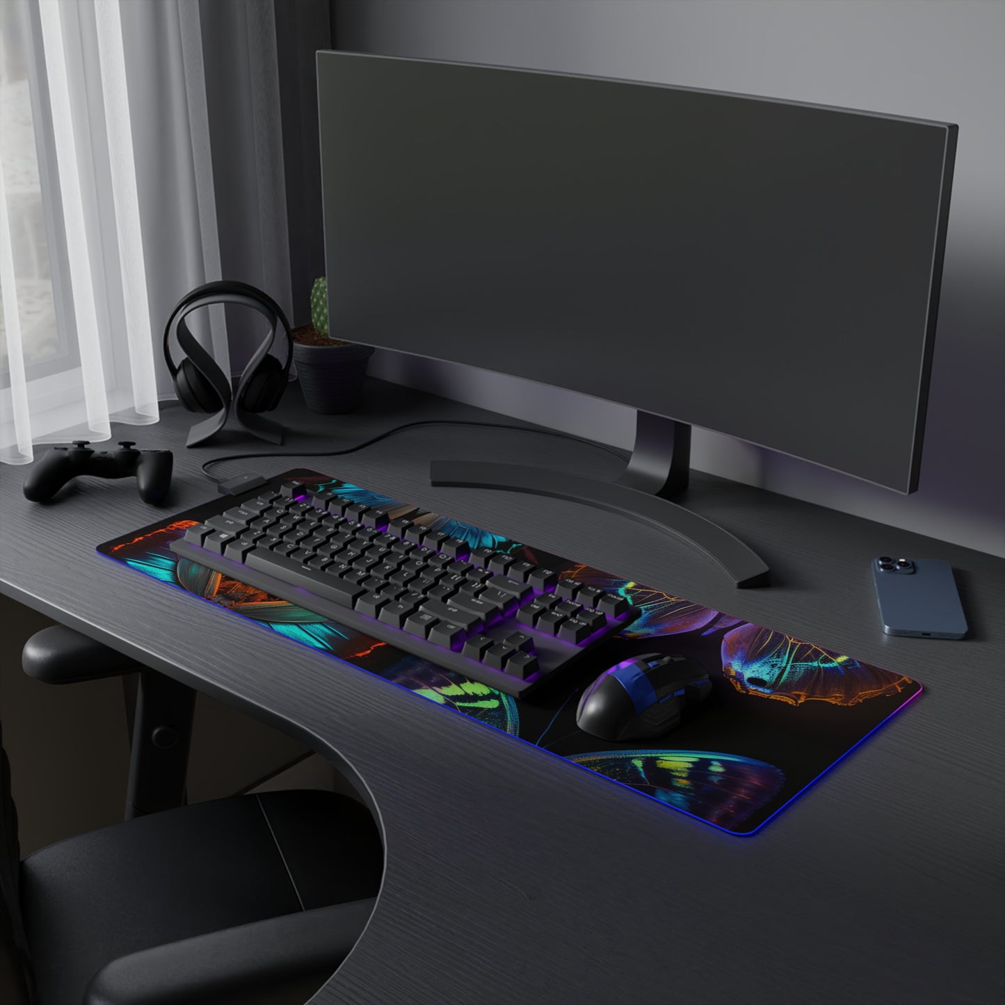 LED Gaming Mouse Pad Neon Butterfly Flair 5