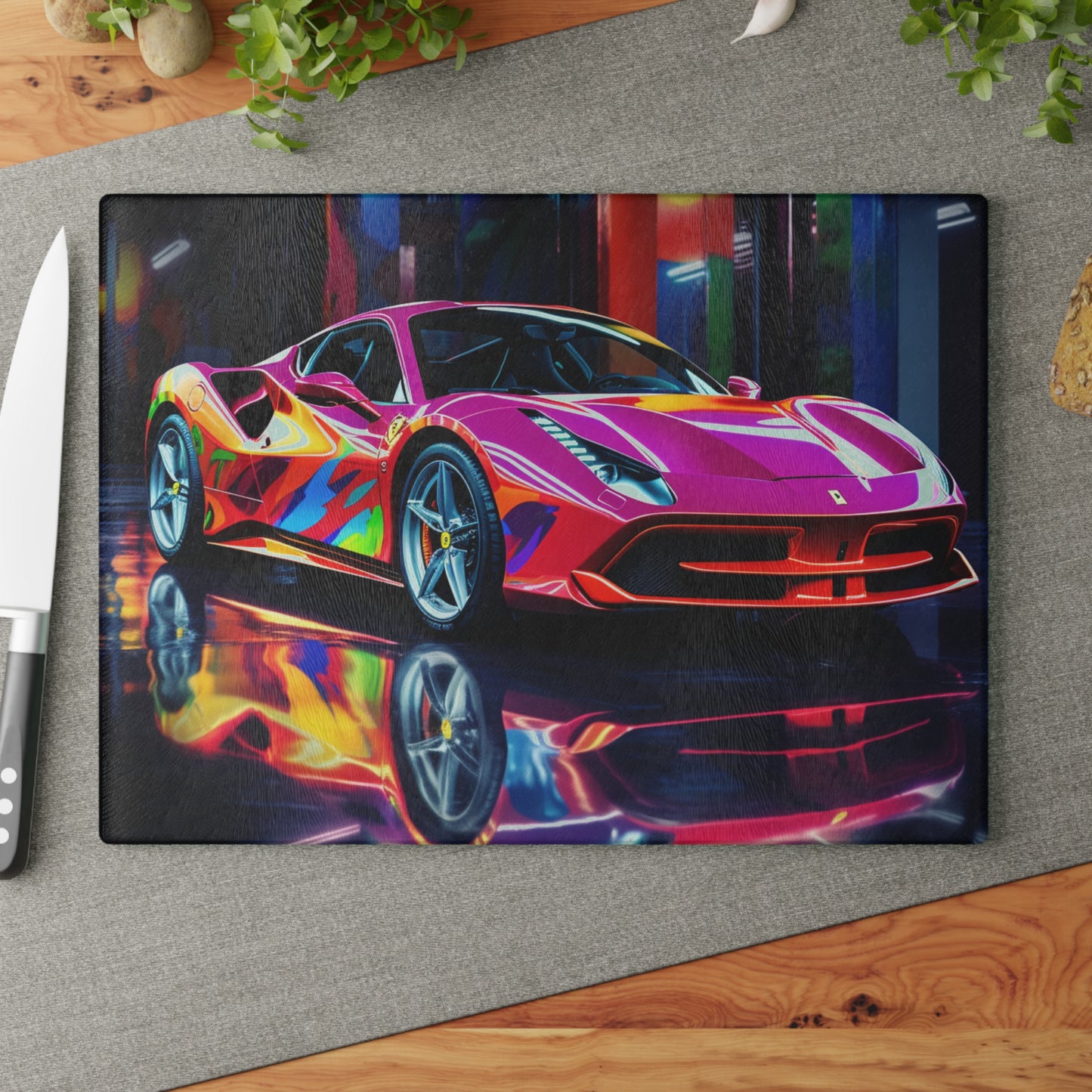 Glass Cutting Board Pink Macro Ferrari 1