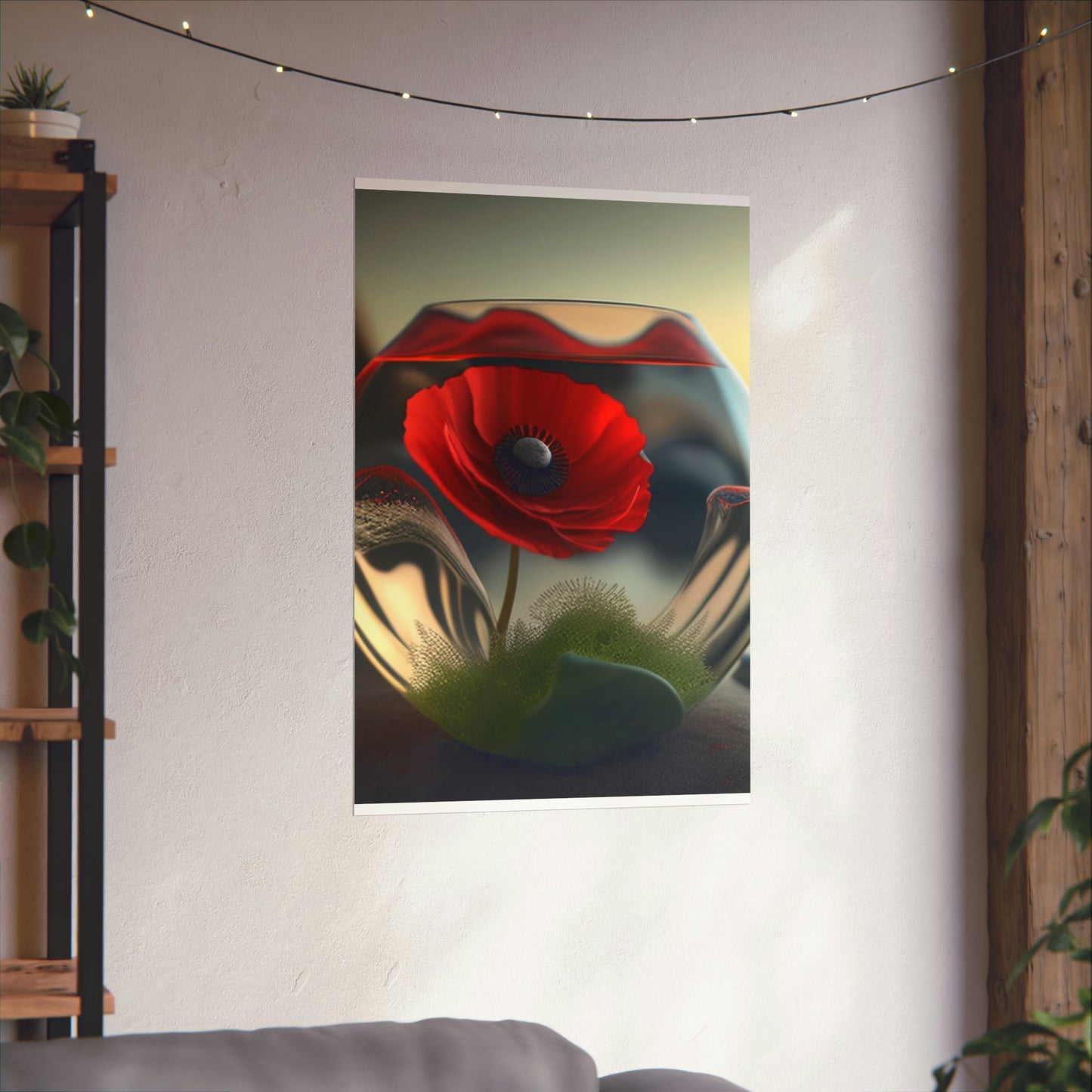 Premium Matte Vertical Posters Red Anemone in a Vase 3