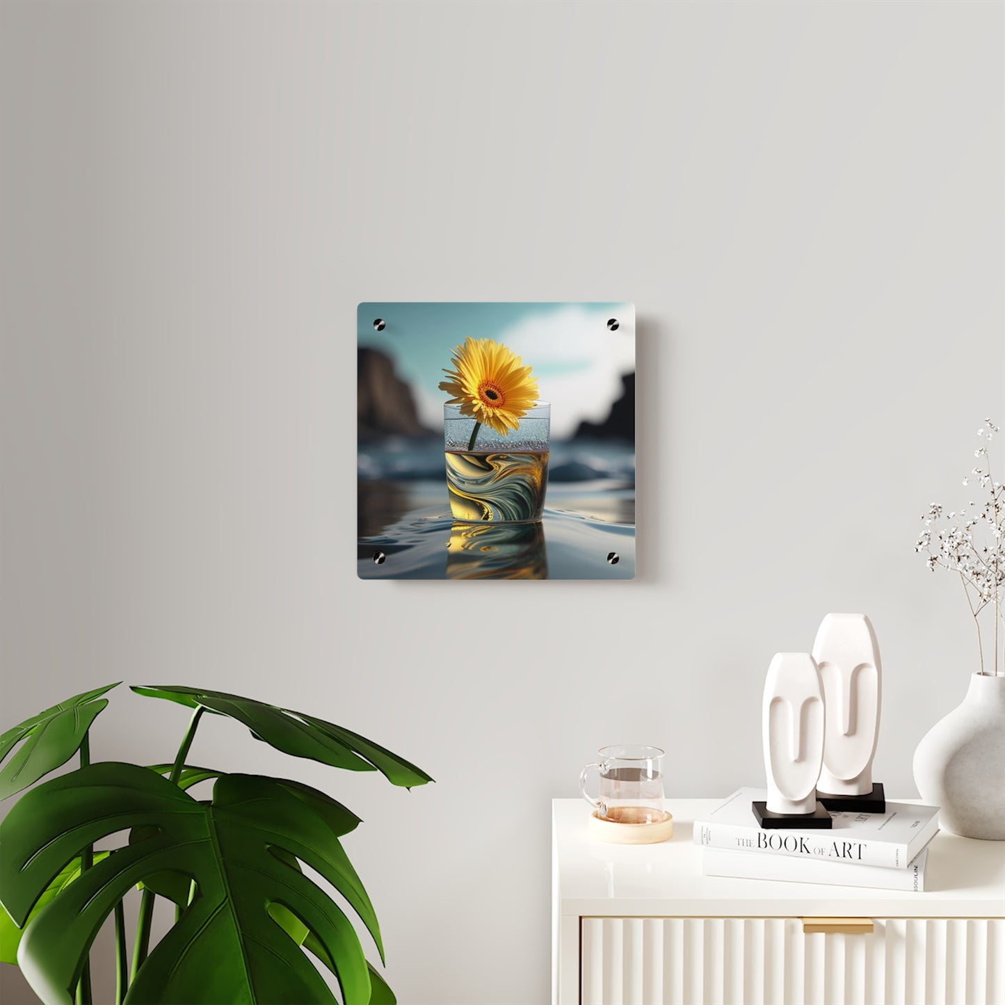 Acrylic Wall Art Panels yello Gerbera glass 2