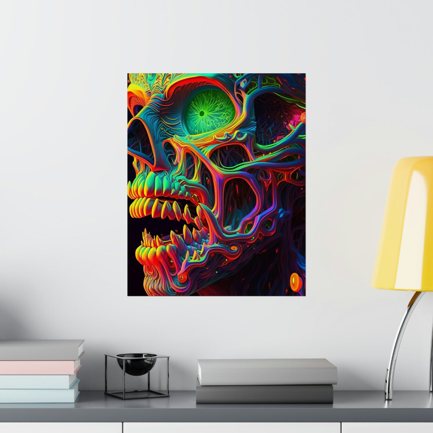 Premium Matte Vertical Posters Florescent Skull Death 1