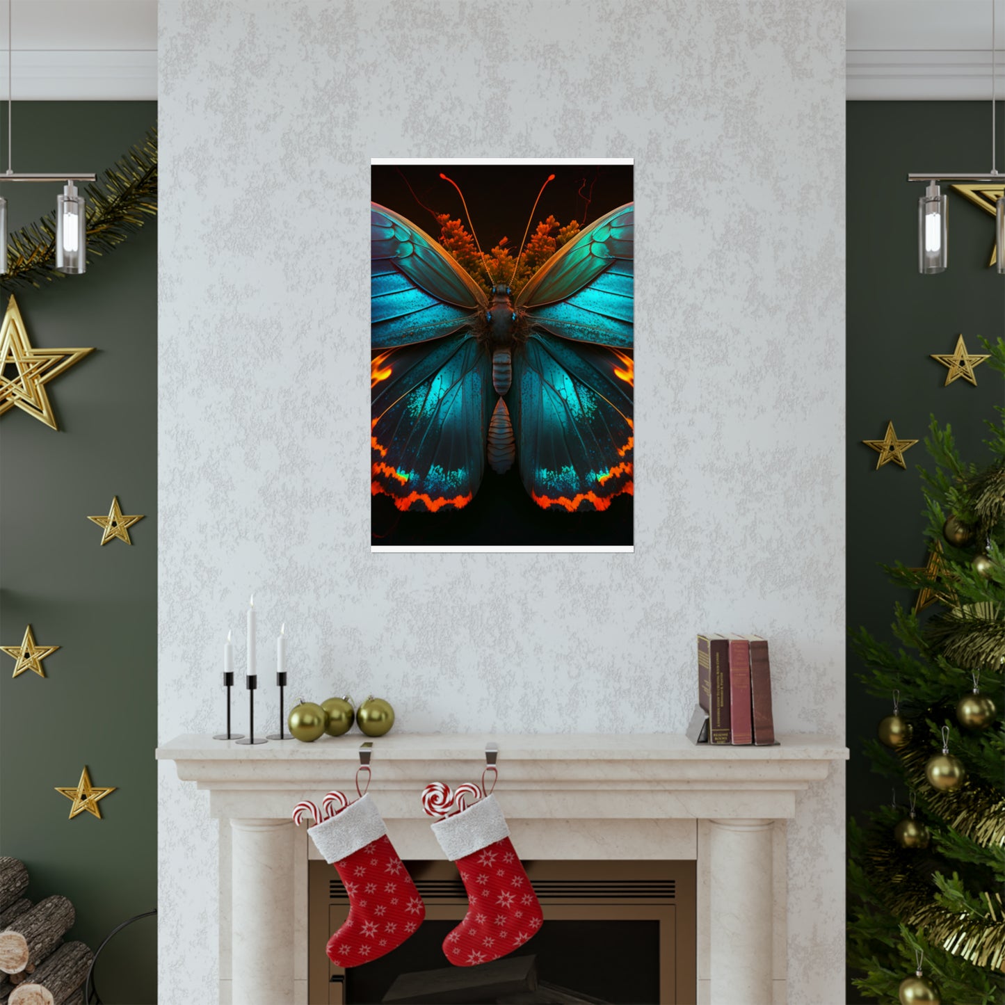 Premium Matte Vertical Posters Neon Butterfly Flair 3