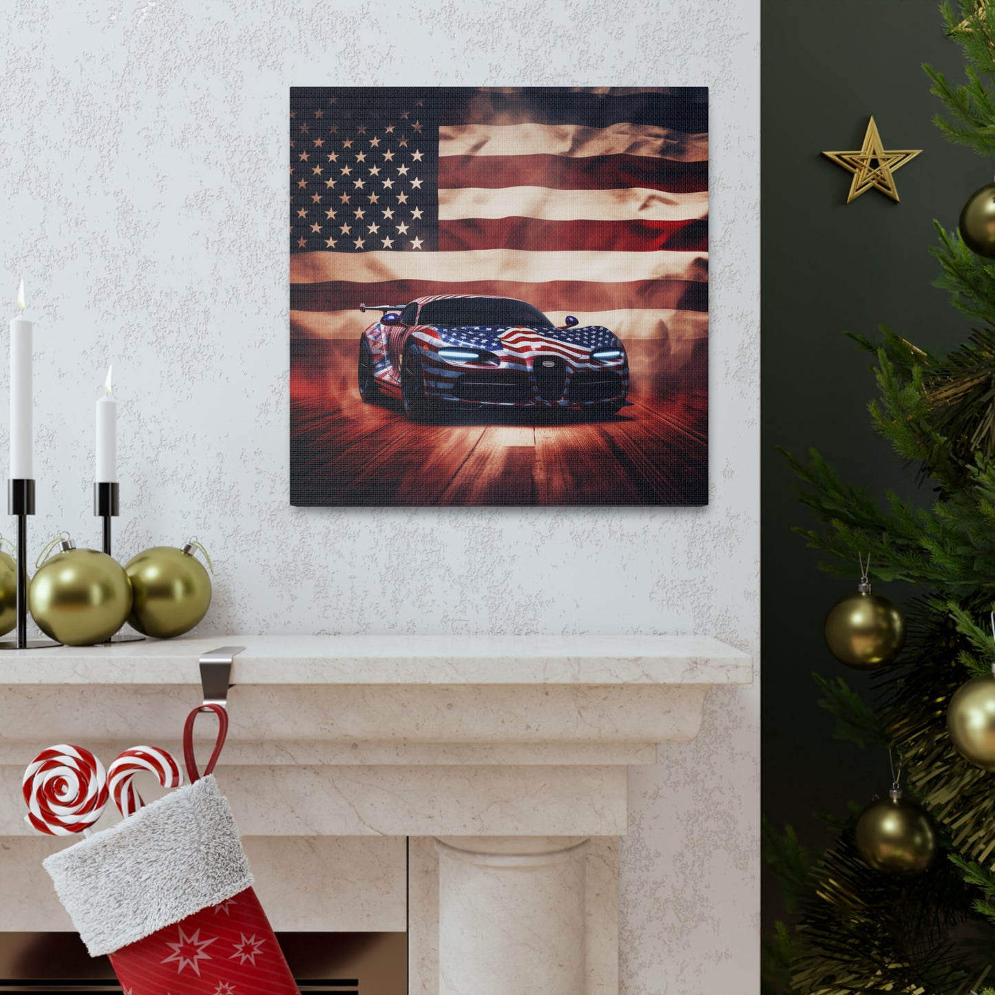 Canvas Gallery Wraps Abstract American Flag Background Bugatti 2