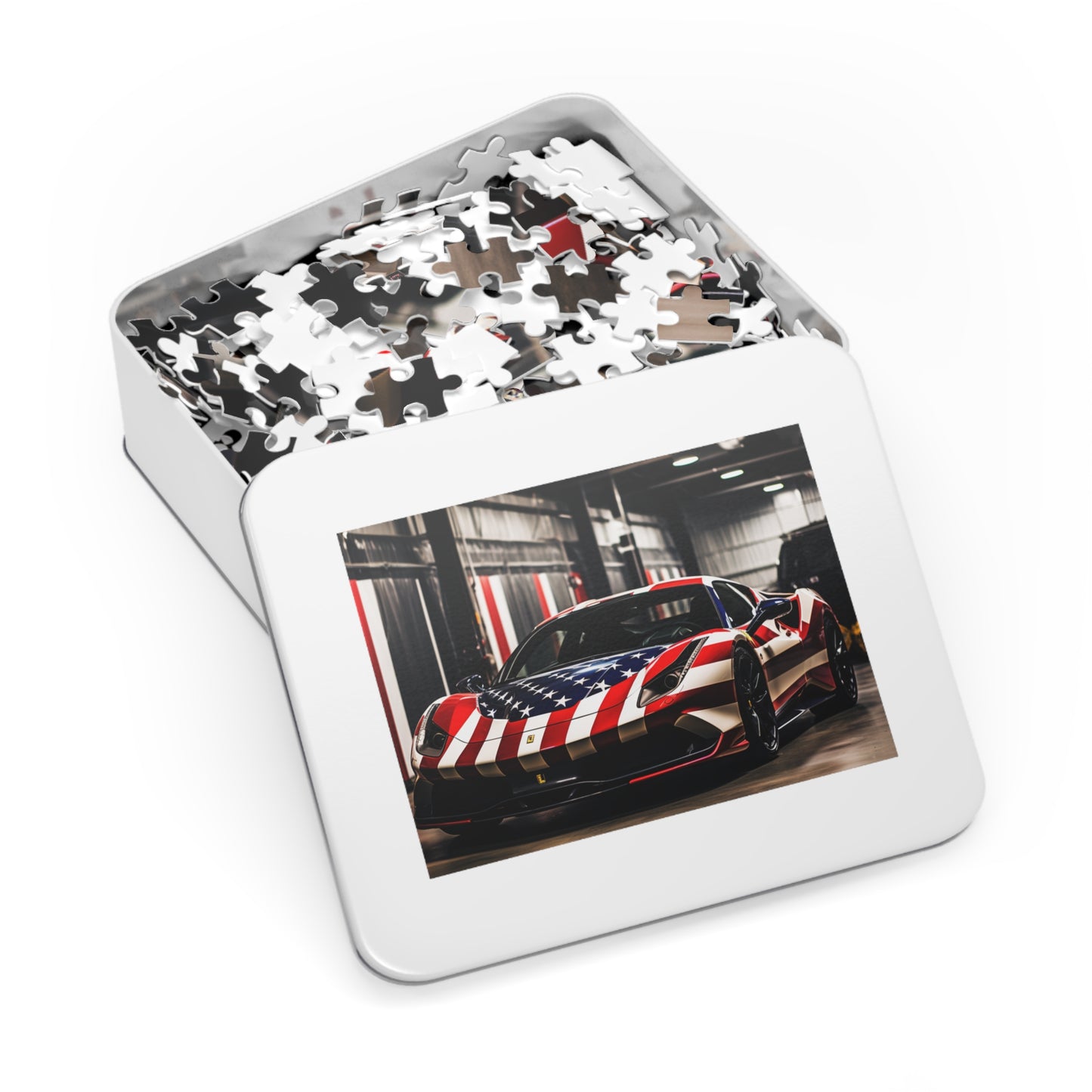 Jigsaw Puzzle (30, 110, 252, 500,1000-Piece) American Flag Farrari 3